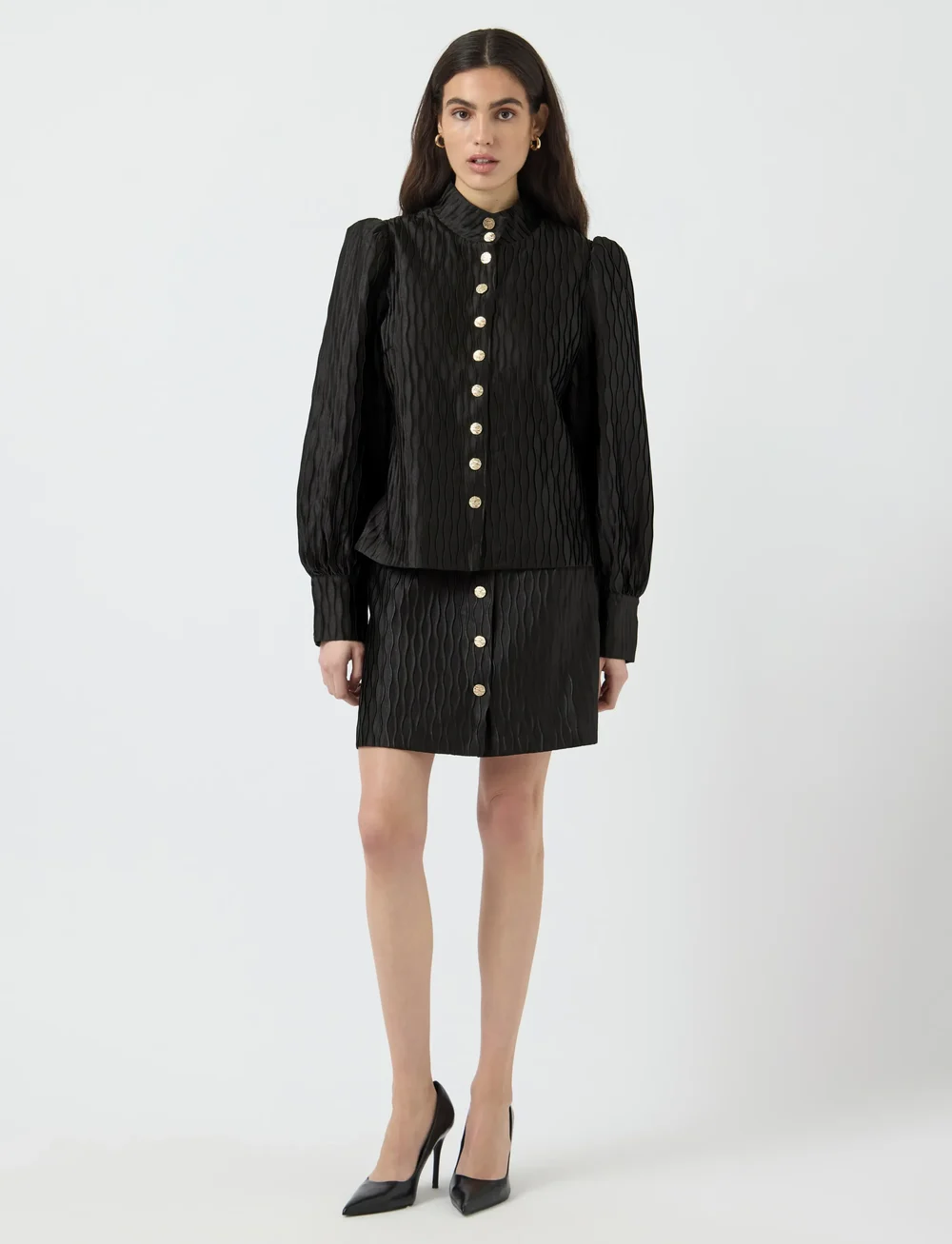 YAS - YASRIPPLE HW SKIRT S. - korta kjolar - black - 4