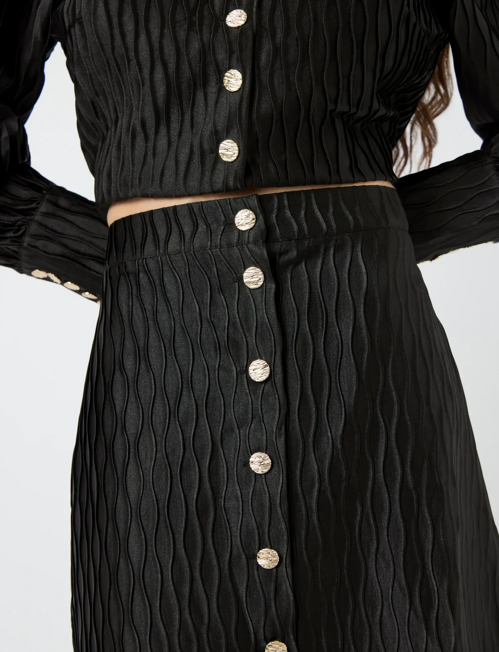 YAS - YASRIPPLE HW SKIRT S. - korta kjolar - black - 5