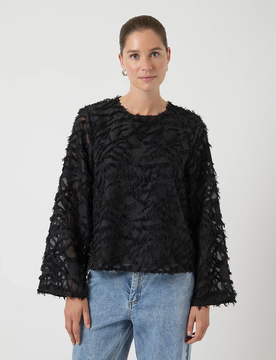 YAS - YASPARIA LS TOP S. NOOS - langärmelige blusen - black - 0