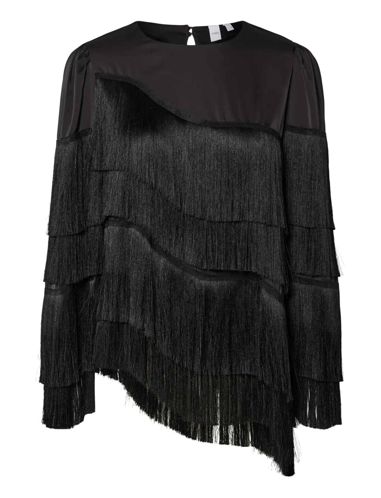 YAS YASPELLA FRINGE LS TOP S. - SHOW - Kläder - BLACK / black