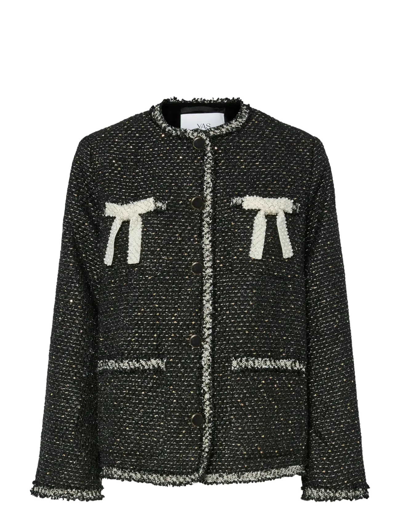 YAS YASUNIDA LS OVERSIZE TWEED JACKET - SHOW - Transitional Layering - BLACK / black