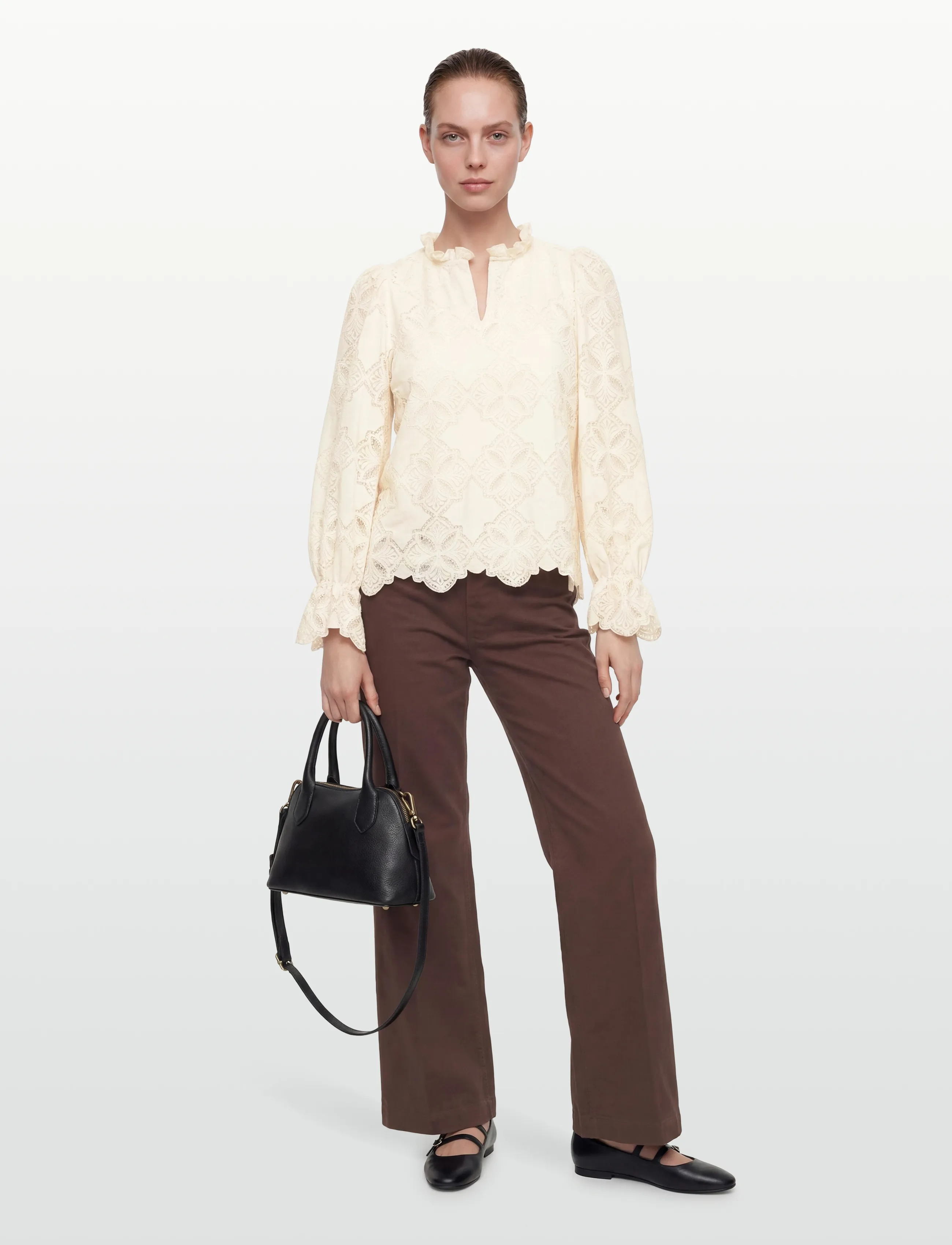 YAS YASSELMI LS TOP NOOS - Blússur - BIRCH / cream