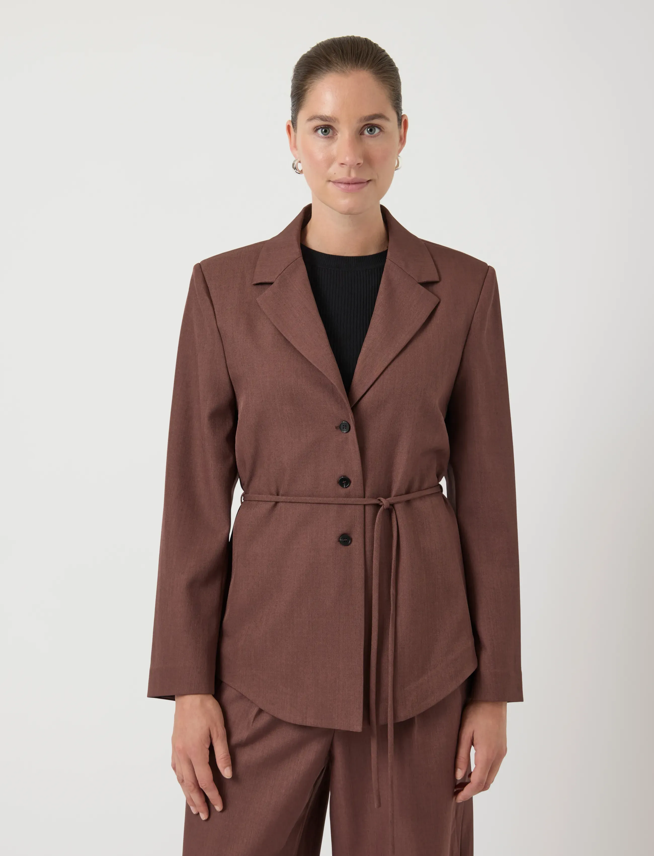 YAS Yasporto Ls Blazer, 38, Black, Blazere > Blazere Med Bælte, Dame