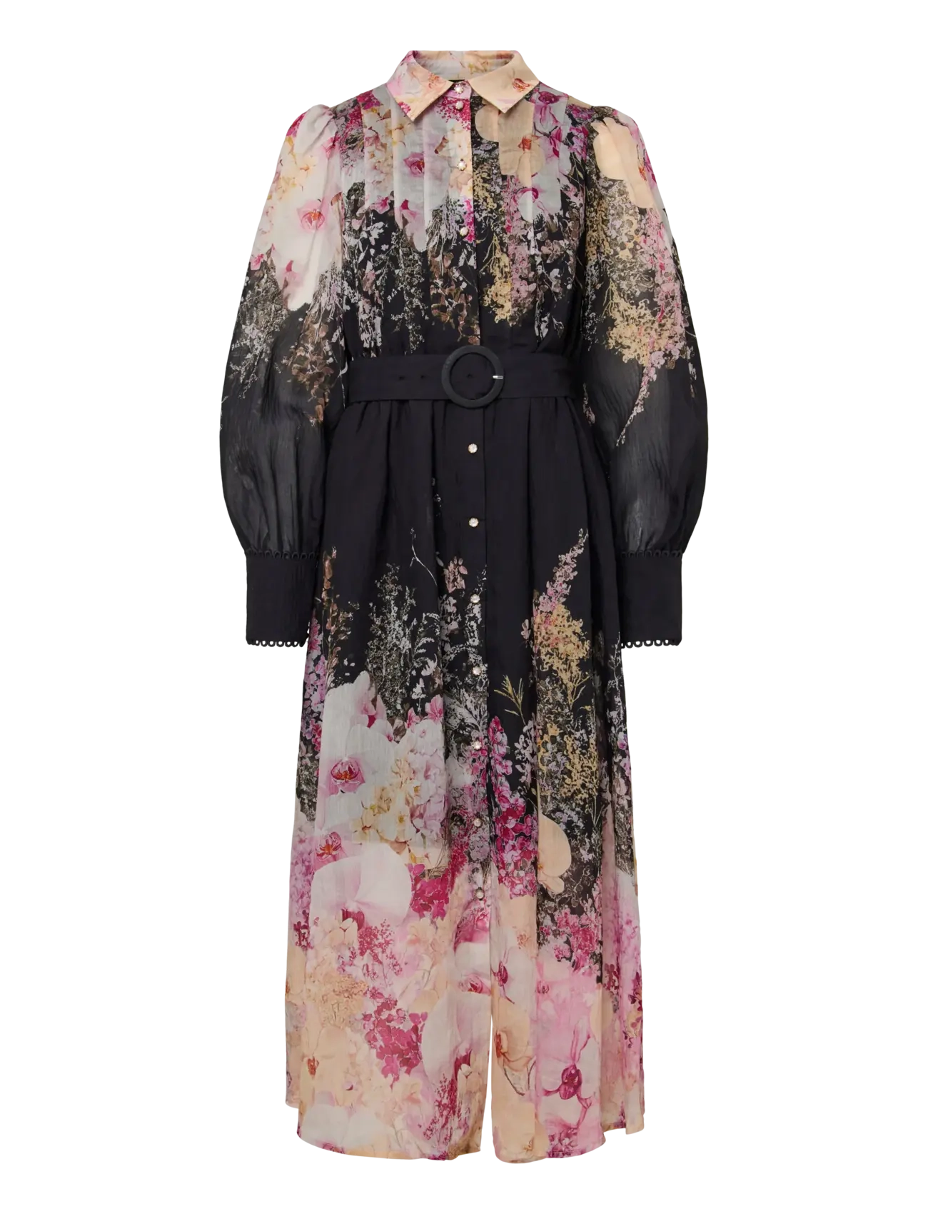 YAS Yasromantica Ls Long Kleid - Show Schwarz - 34 - Damen