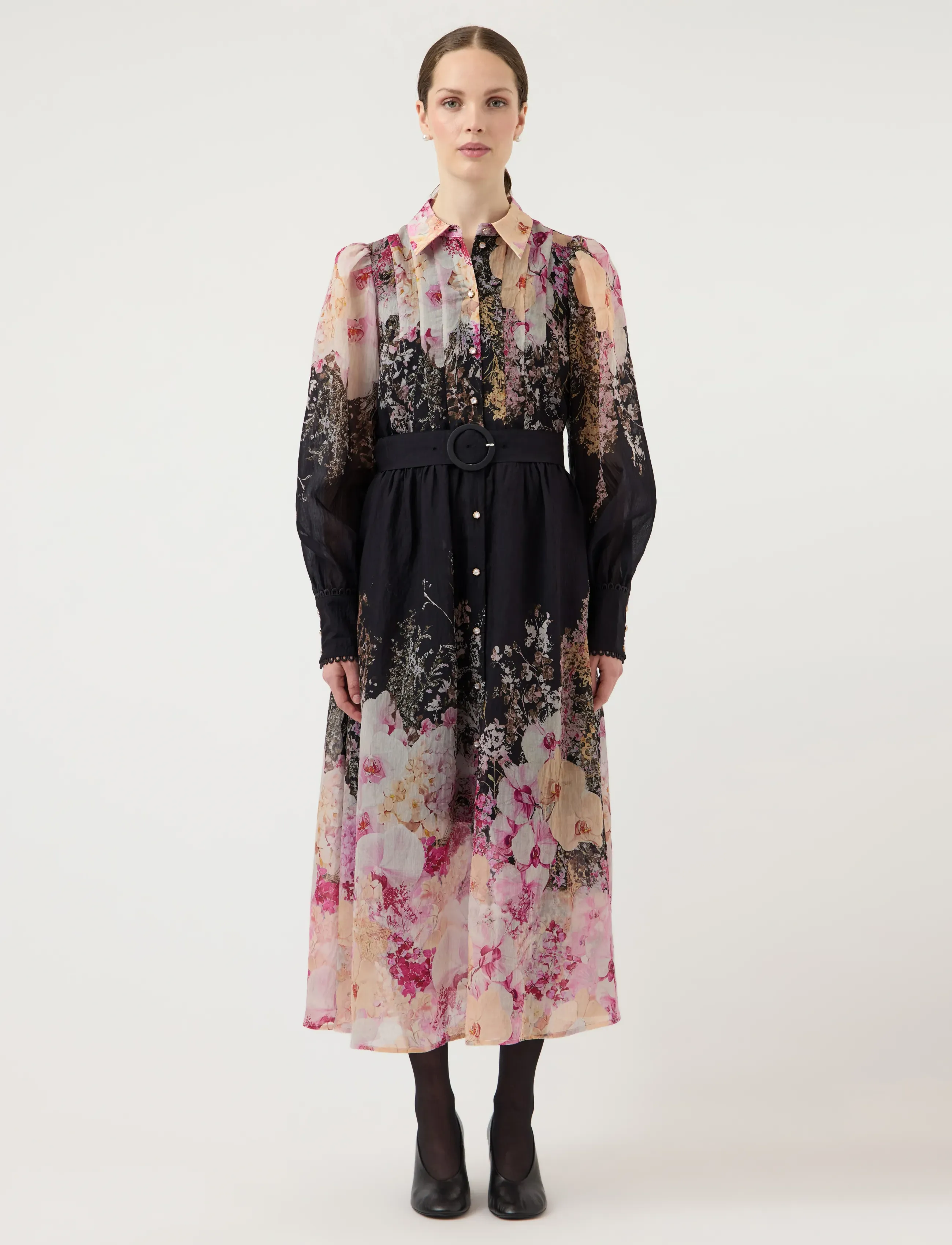 YAS romantica Ls Long Dress Show, 36, Dresses, Schwarz - Knee-length & Midi, Frauen