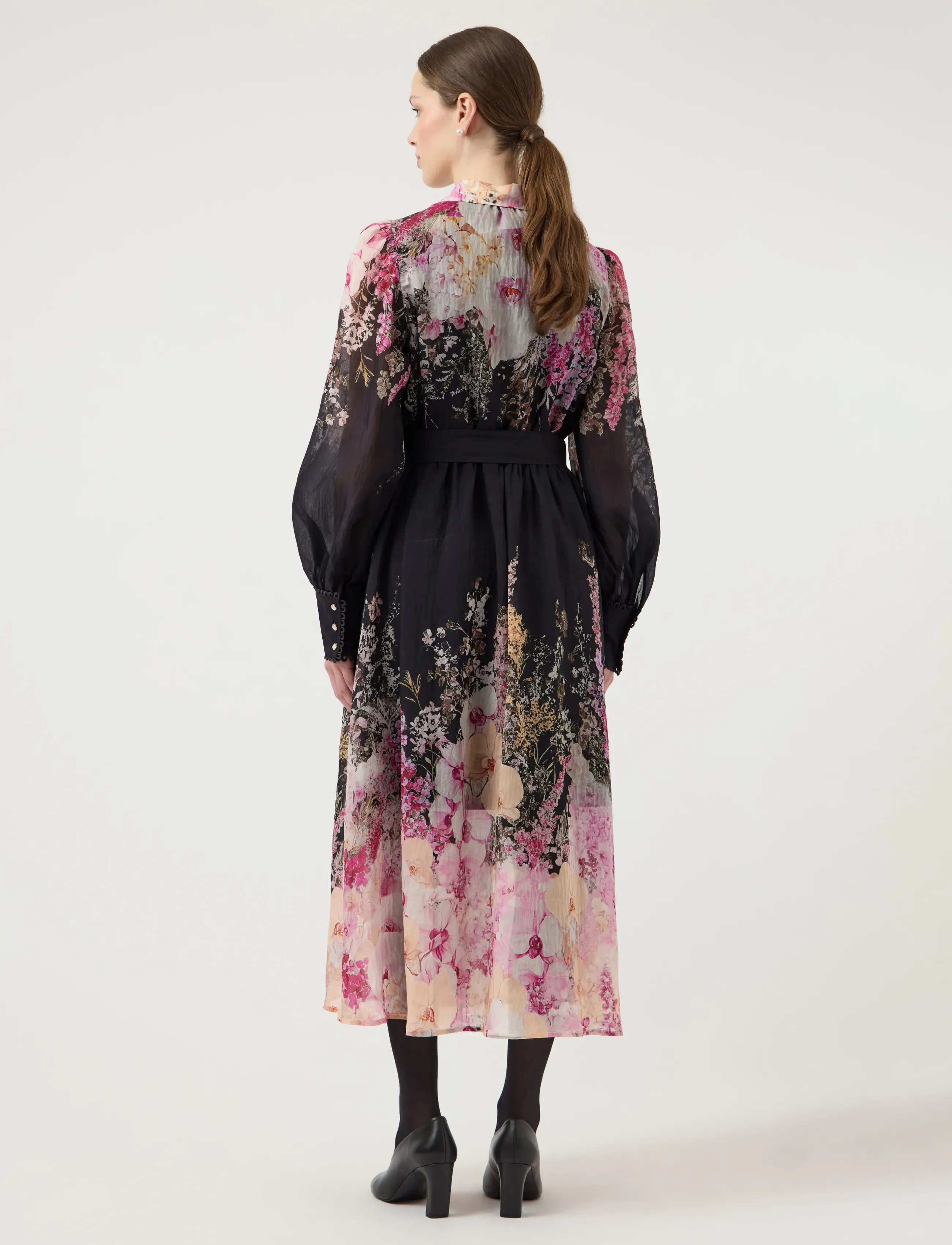 YAS - YASROMANTICA LS LONG DRESS - SHOW - skjortklänningar - black - 3