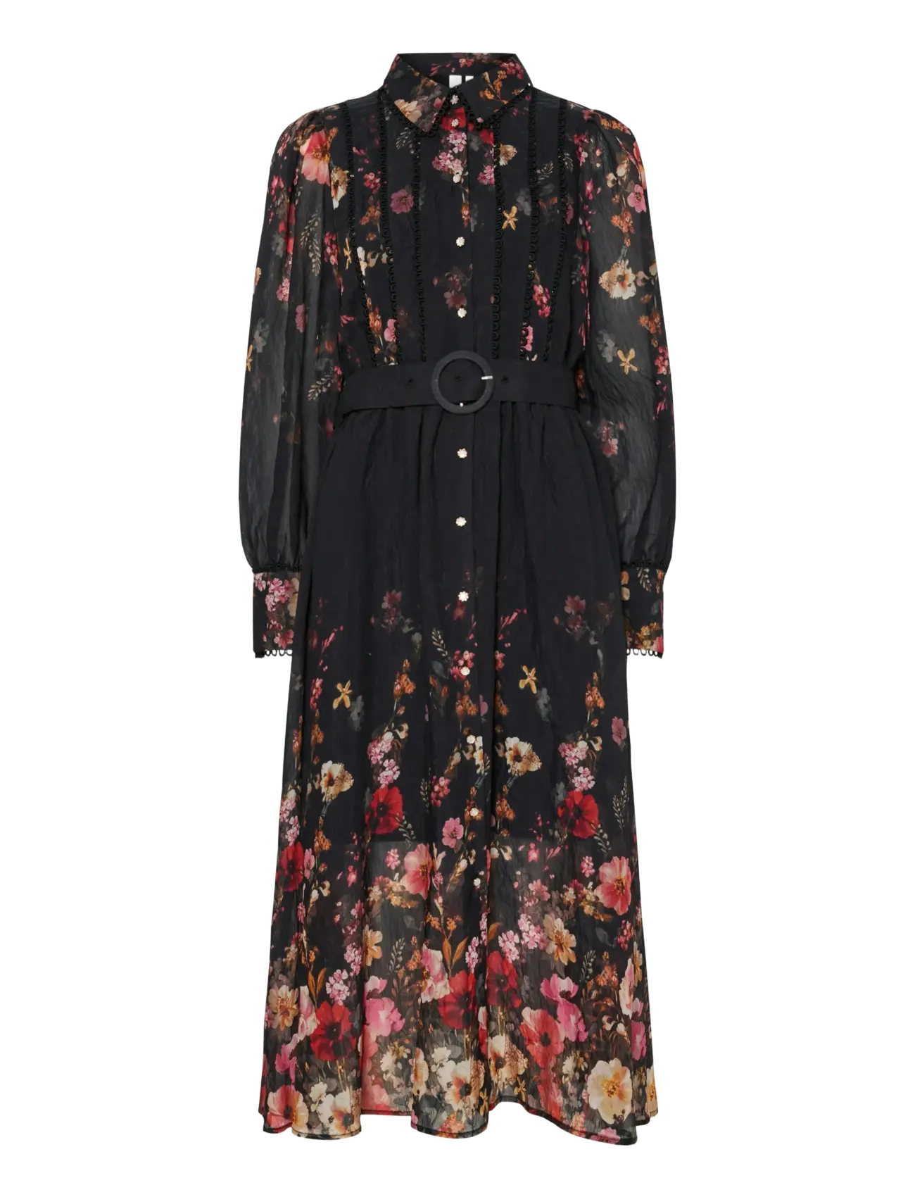 YAS YASROMANTICA LS LONG DRESS - SHOW - Shirt dresses - BLACK / black