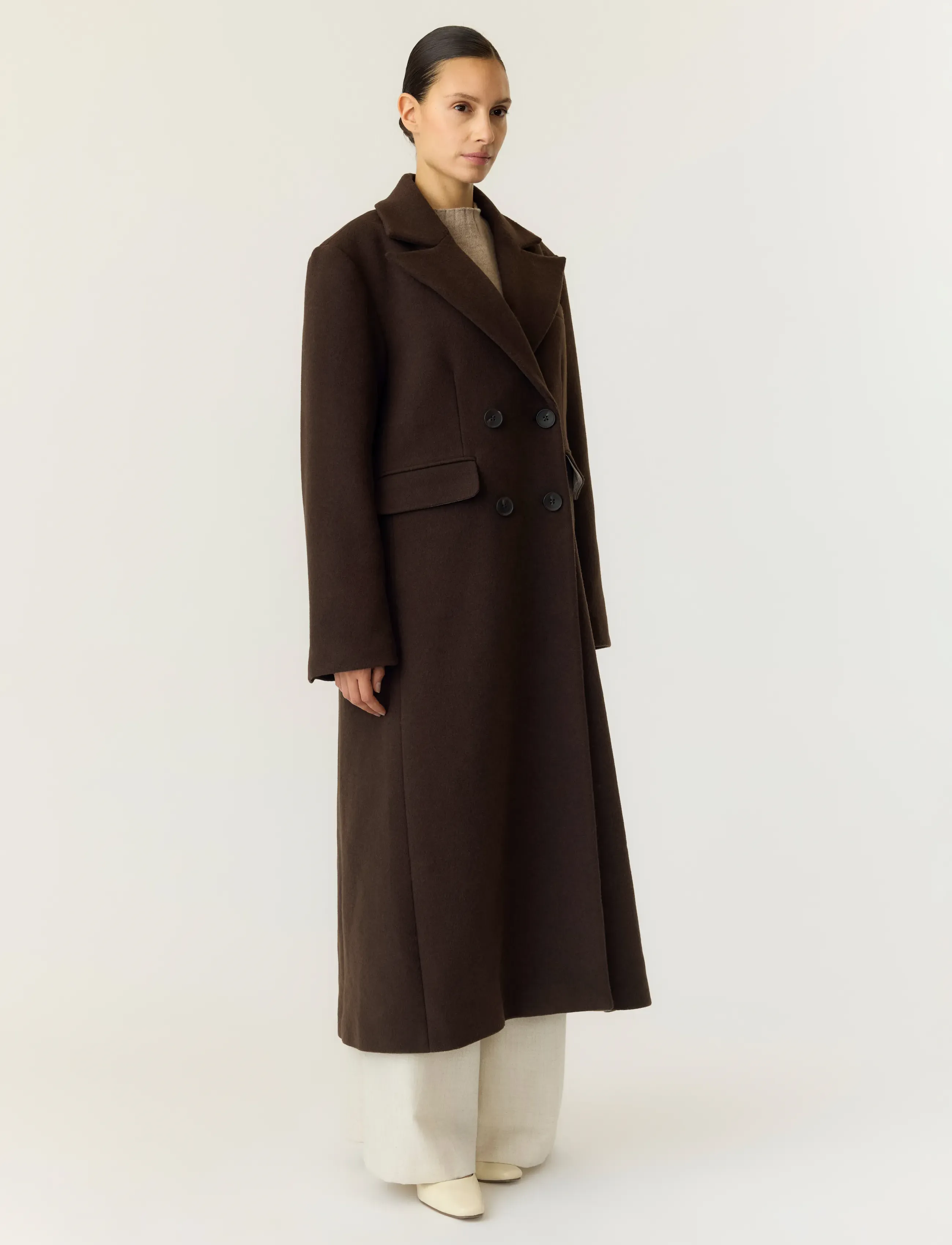 YAS - YASROYLA LS WOOL BLEND LONG COAT S. NOOS - outerwear - coffee bean - 4