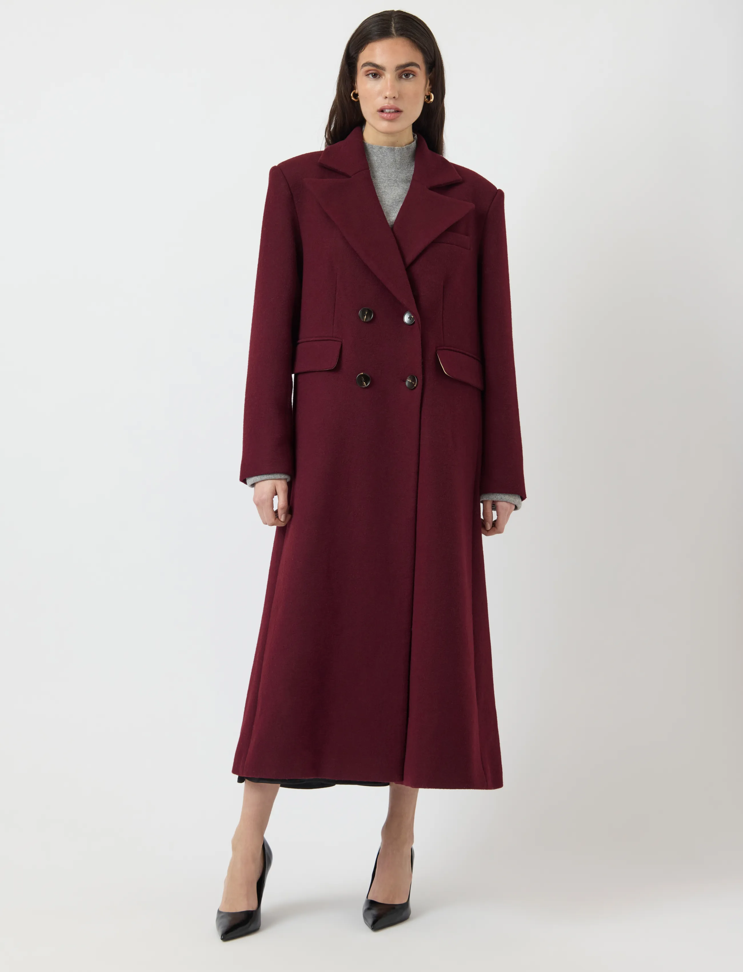 YAS YASROYLA LS WOOL BLEND LONG COAT S. NOOS - Winterjacken - PORT ROYALE / burgundy