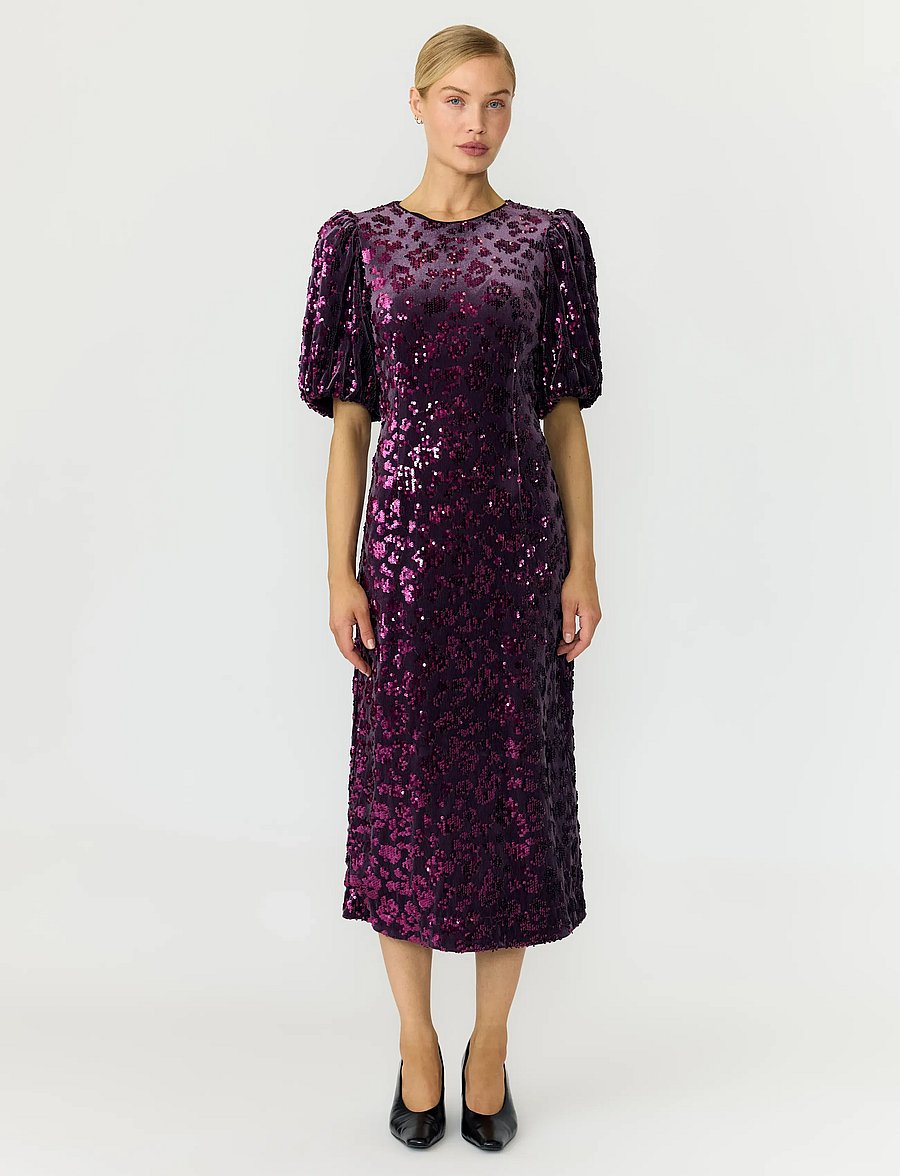 YAS - YASSOFIE 2/4 SEQUIN MIDI DRESS S. NOOS - pailletkjoler - shadow purple - 4