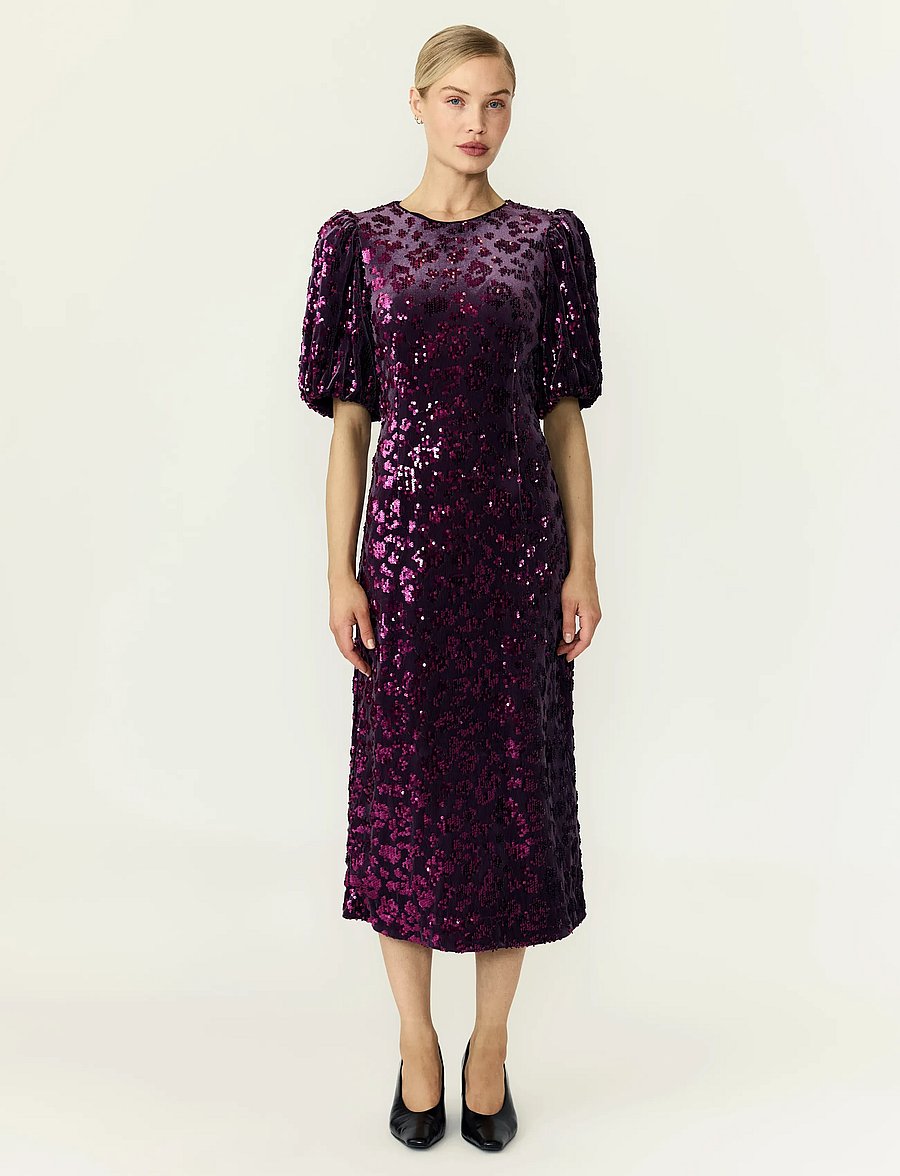 YAS - YASSOFIE 2/4 SEQUIN MIDI DRESS S. NOOS - paljettklänningar - shadow purple - 4