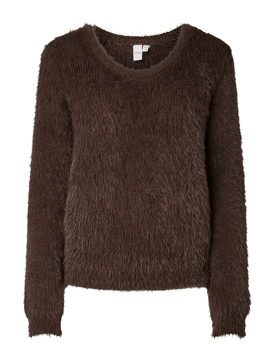 YAS - YASLAVA LS KNIT PULLOVER - kampsunid - hot fudge - 0