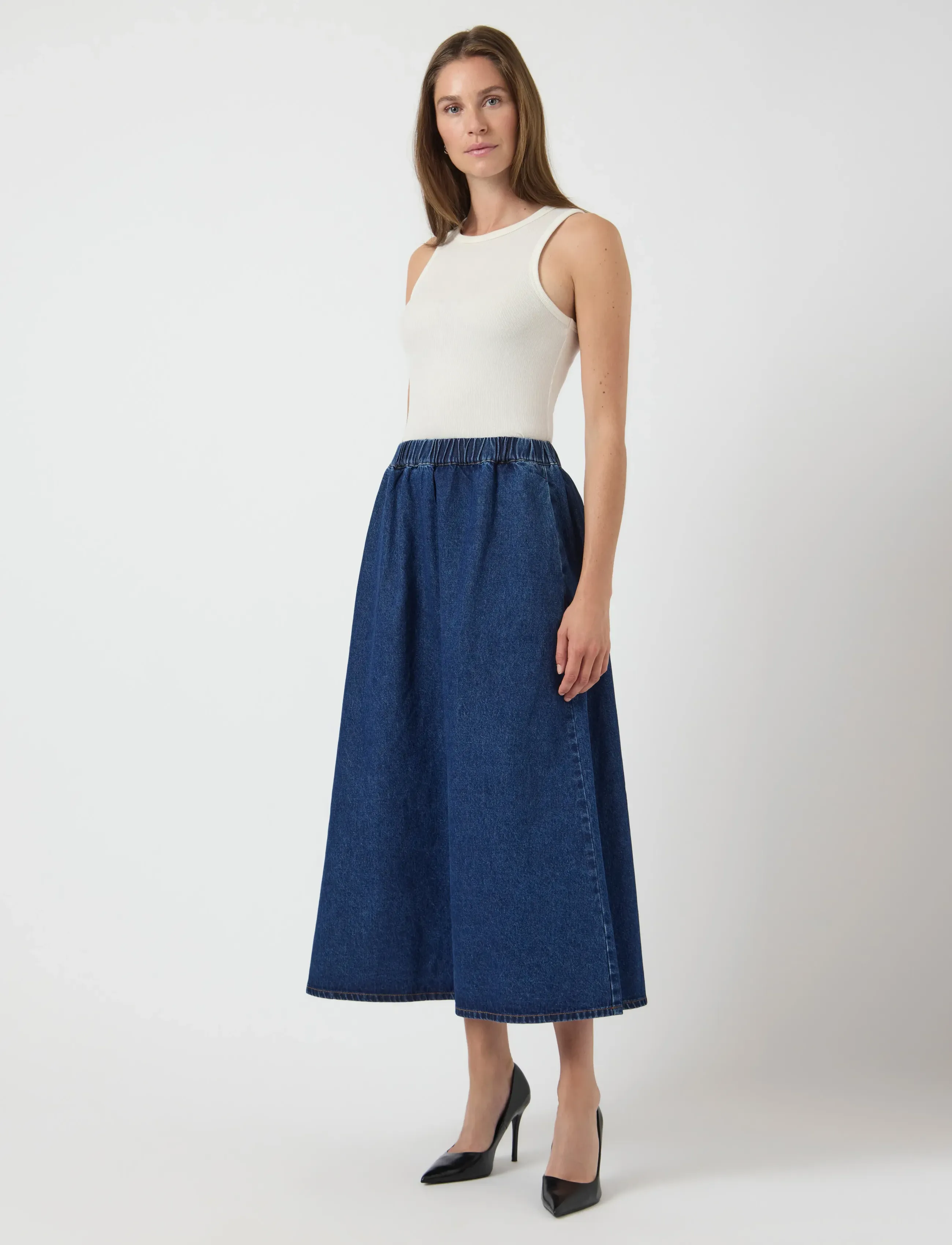 YAS - YASCOTMA HW LONG DENIM SKIRT S. - D2D - medium blue denim - 4