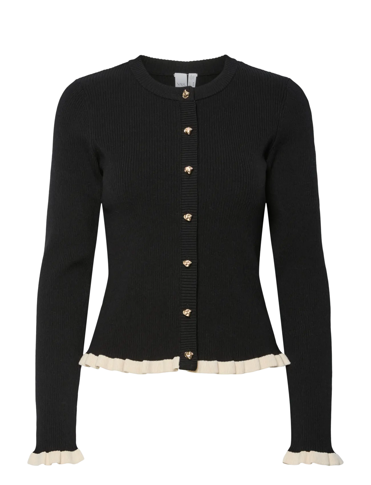 YASFLOMA LS KNIT PULLOVER S. - BLACK