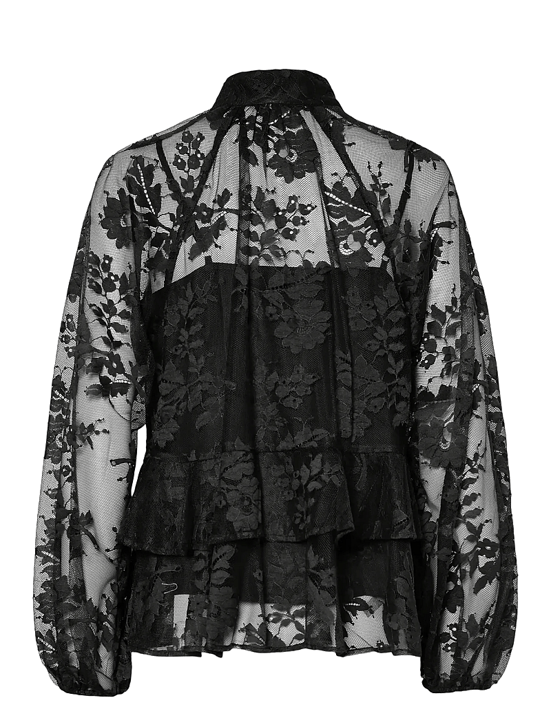 YAS - YASLACILLA LS LACE TOP - SHOW - long sleeved blouses - black - 1