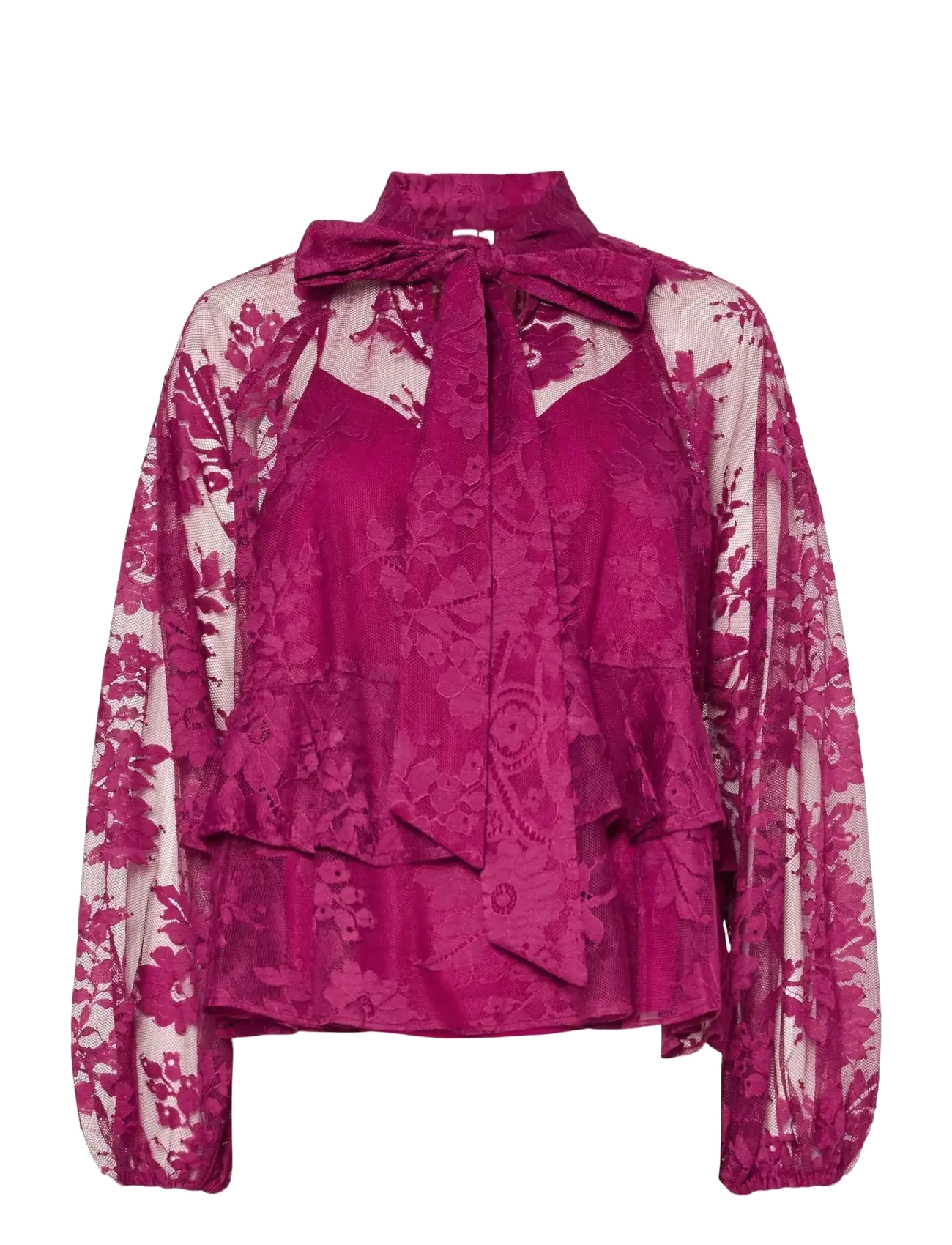 YAS YASLACILLA LS LACE TOP - SHOW - Riided - BOYSENBERRY / pink/rose