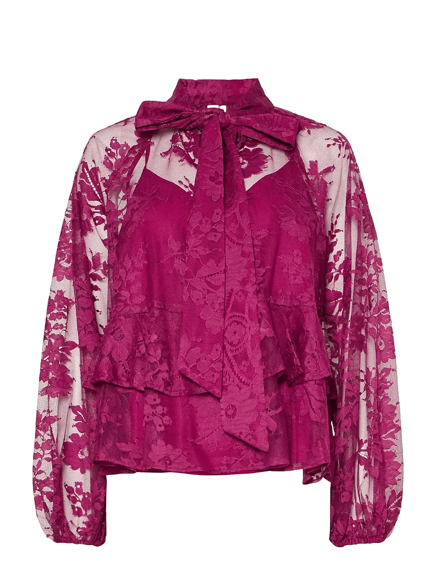 YAS - YASLACILLA LS LACE TOP - SHOW - blouses à manches longues - boysenberry - 0