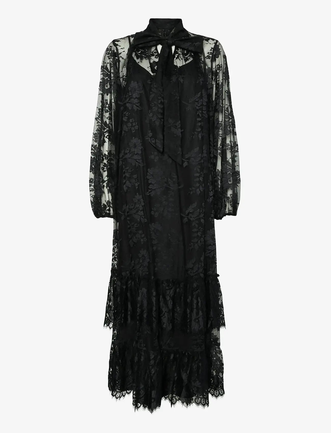 YAS - YASLACILLA LS LACE LONG DRESS - SHOW - pitskleidid - black - 0