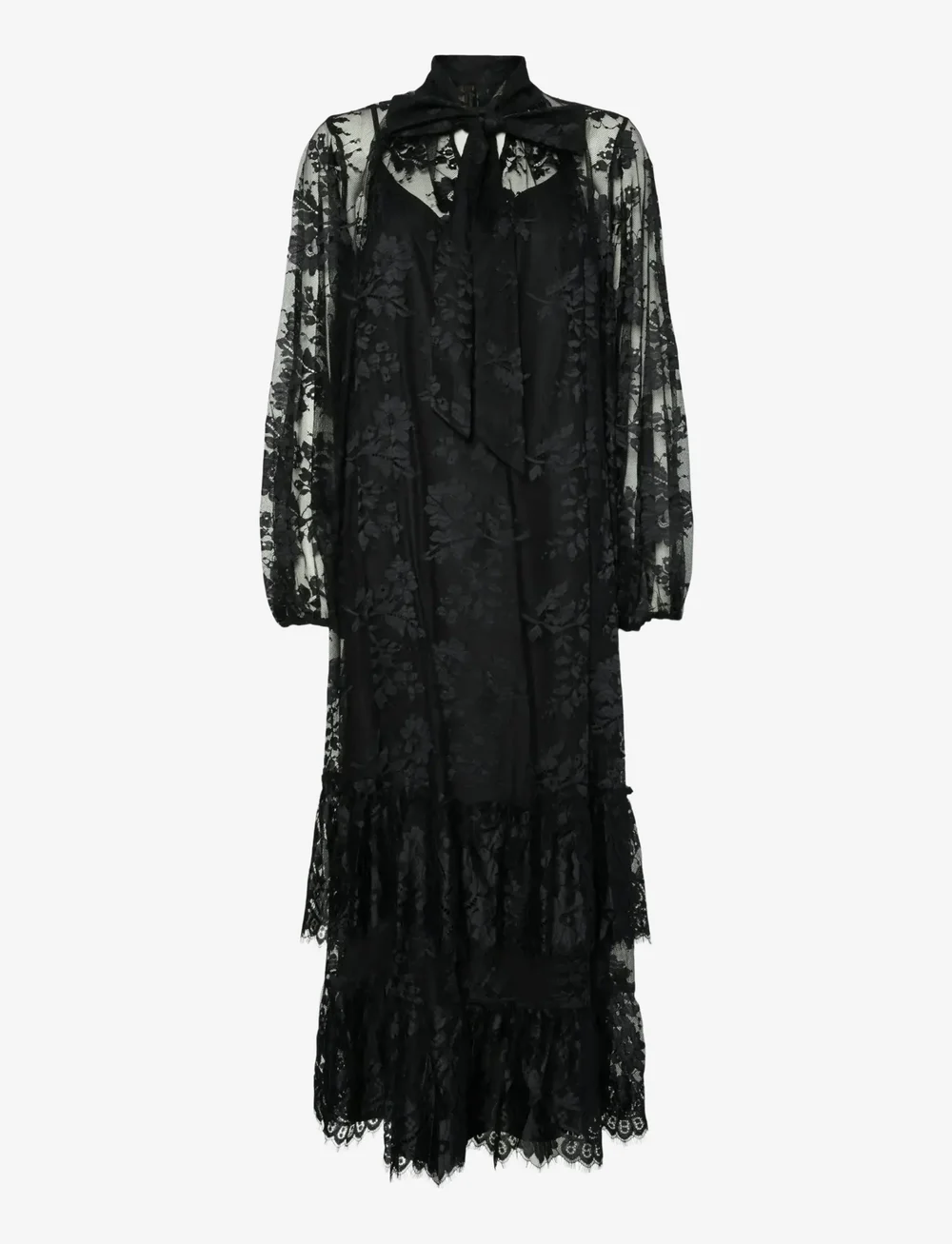 YAS - YASLACILLA LS LACE LONG DRESS - SHOW - blondekjoler - black - 0