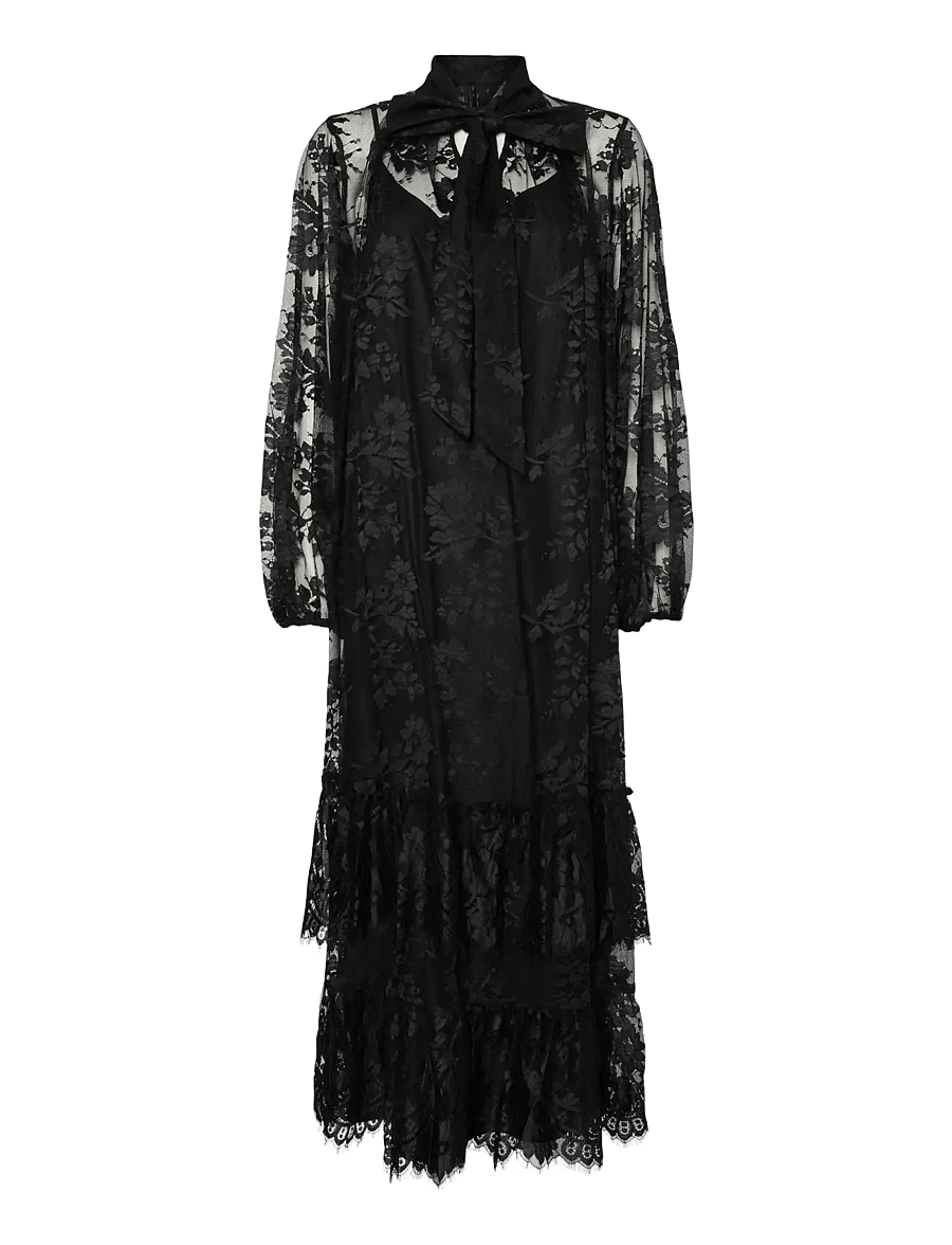 YAS - YASLACILLA LS LACE LONG DRESS - SHOW - blondekjoler - black - 0