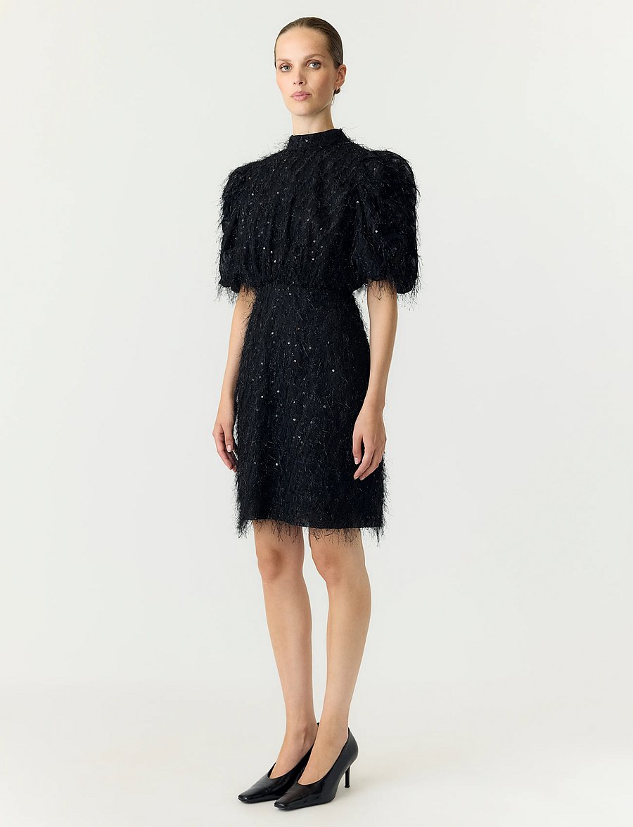 YAS - YASILZA 2/4 SEQUIN DRESS NOOS - pallíetturkjólar - black - 4