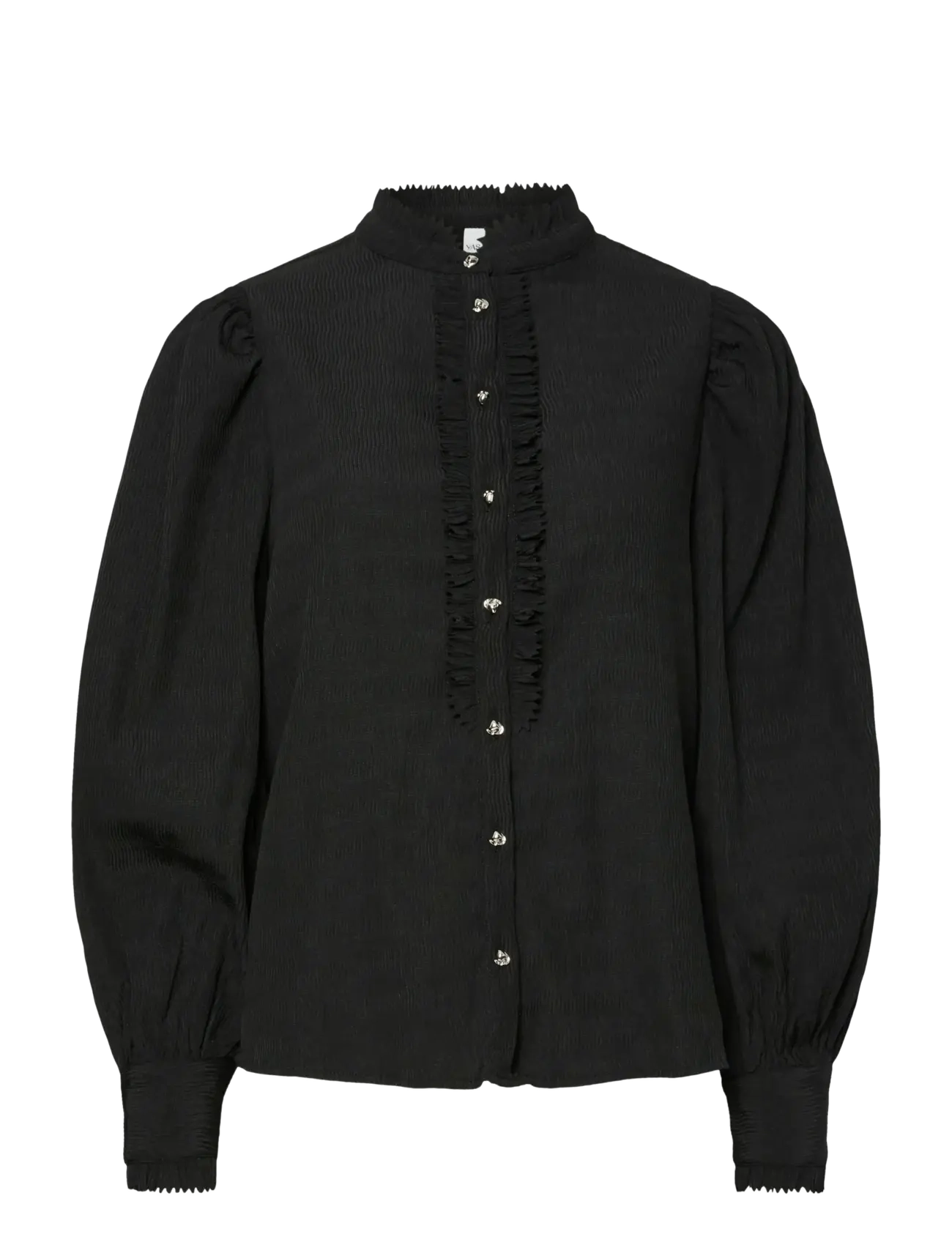 YAS rigo Ls Shirt, Kvinder, Flæse Puffærme Bluse, Sort, Str: 38