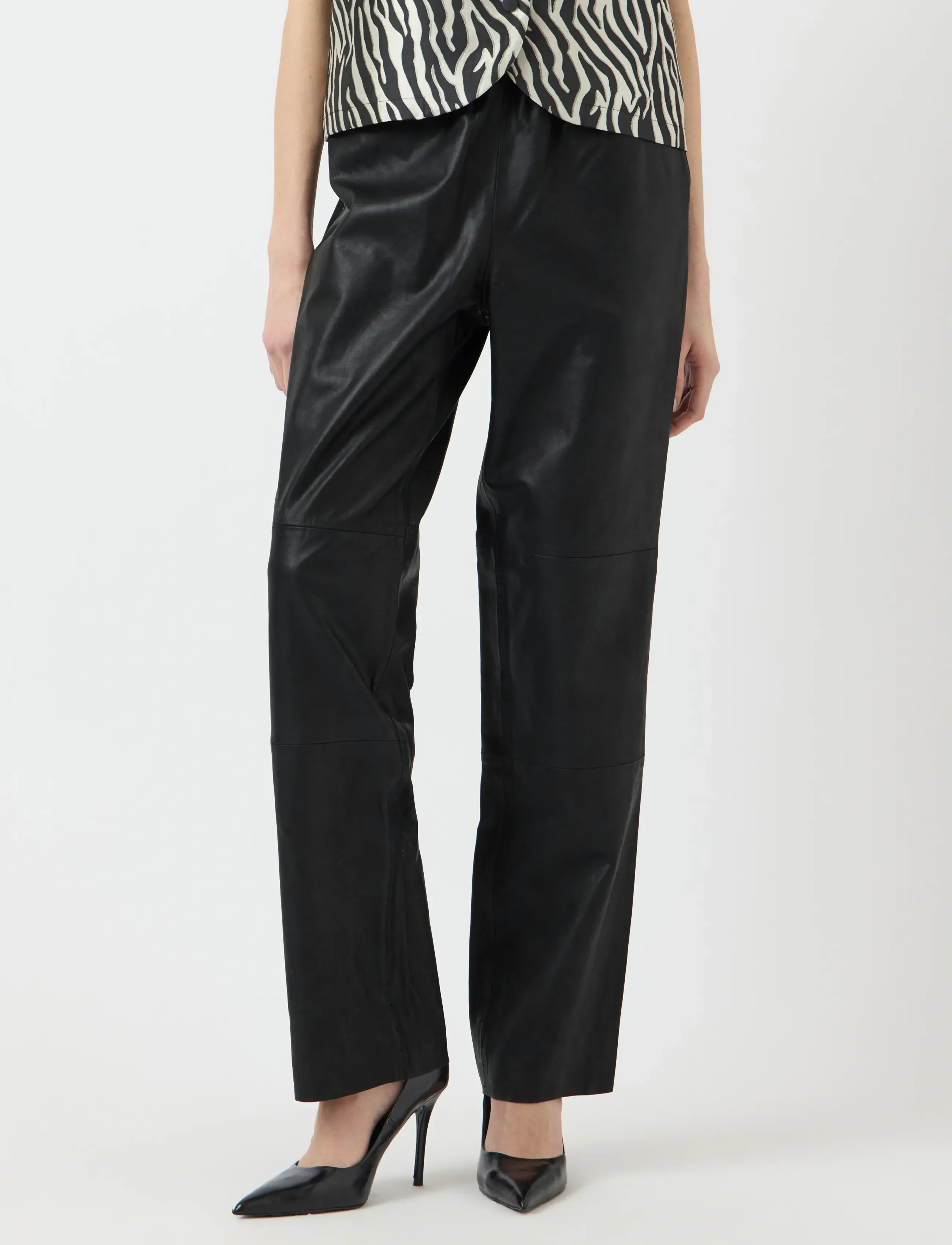 YAS YASSOPHIE HW LEATHER PANTS NOOS - Bukser - BLACK / black
