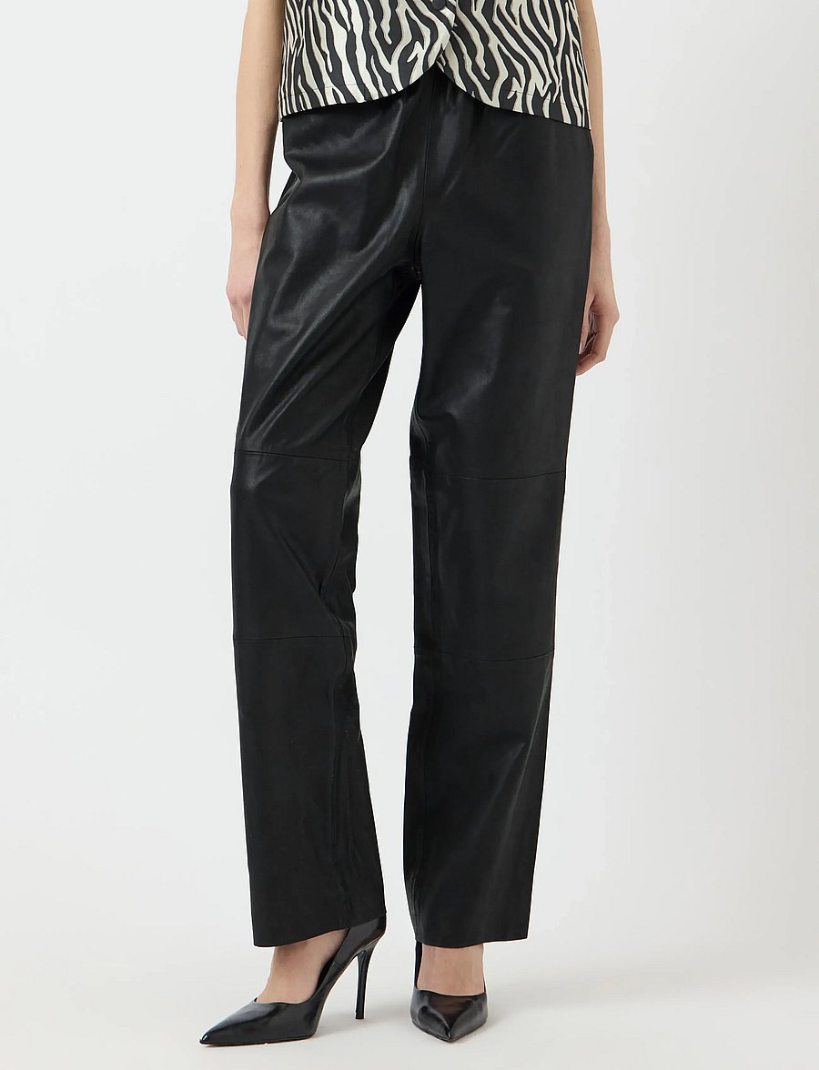 YAS - YASSOPHIE HW LEATHER PANTS NOOS - Ādas bikses - black - 0