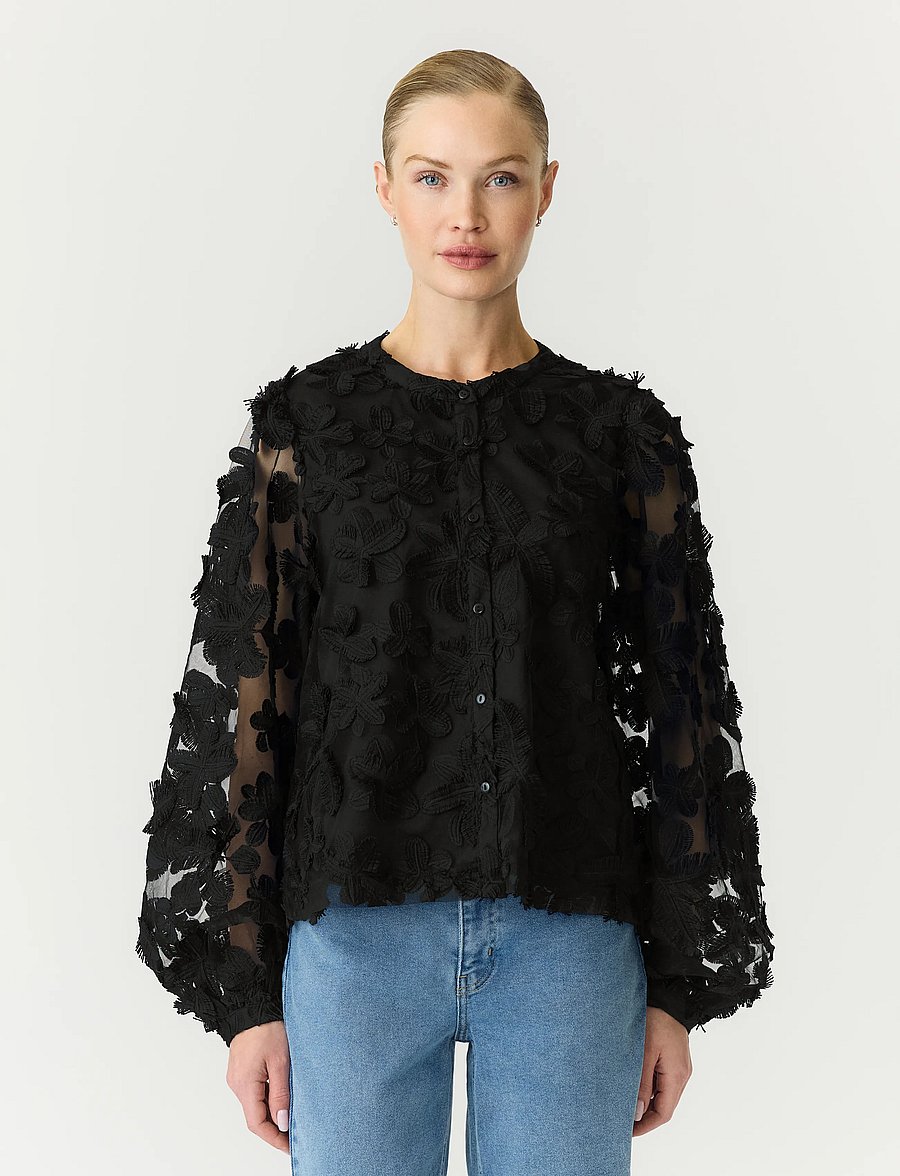 YAS - YASKARLY LS SHIRT NOOS - långärmade blusar - black - 0