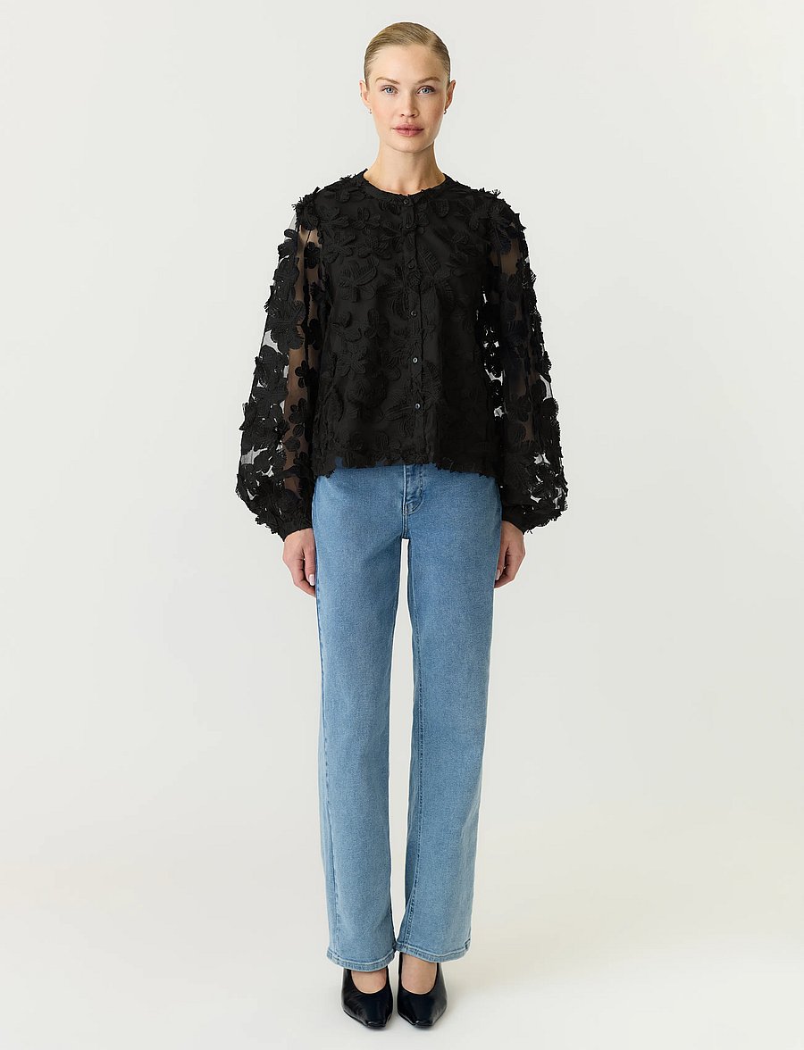 YAS - YASKARLY LS SHIRT NOOS - långärmade blusar - black - 4