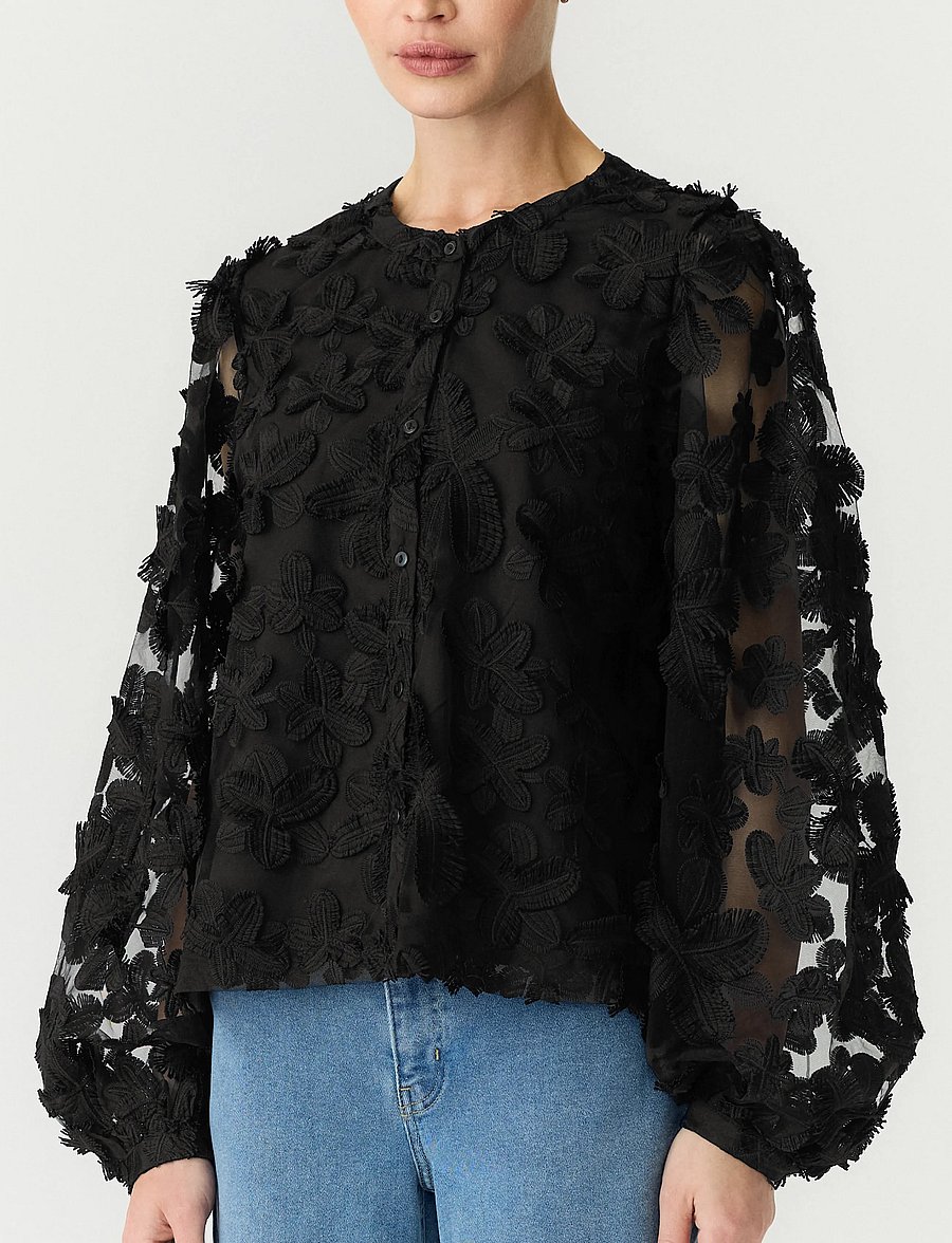 YAS - YASKARLY LS SHIRT NOOS - långärmade blusar - black - 5