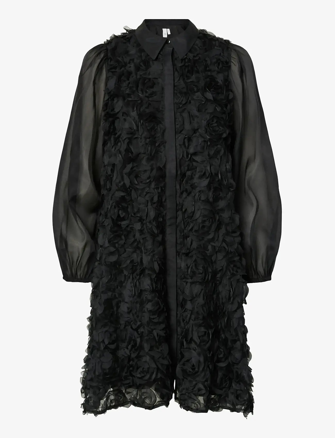 YAS - YASROSSO LS SHIRT DRESS - skjortklänningar - black - 0