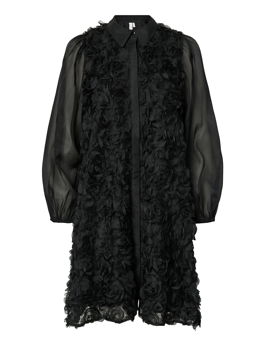 YAS - YASROSSO LS SHIRT DRESS - skjortklänningar - black - 0
