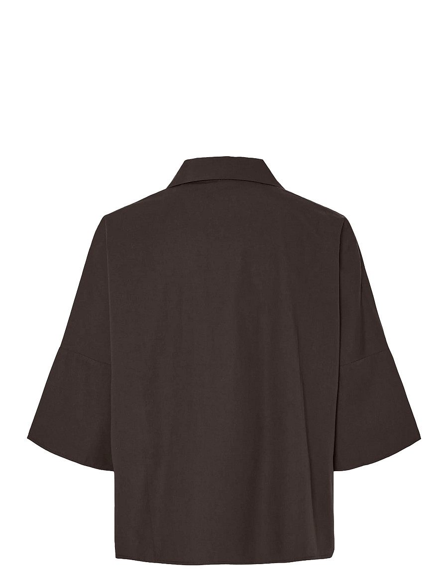 YAS - YASKAREN 3/4 TOP S. - kurzärmelige blusen - coffee bean - 1