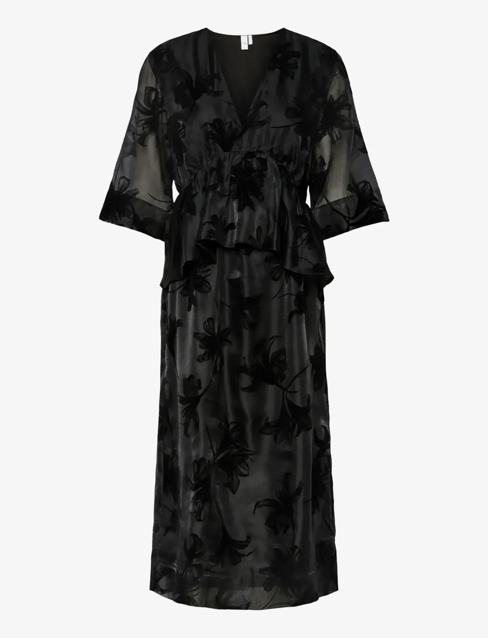 YAS - YASLINGU 3/4 MIDI DRESS - festklänningar - black - 0