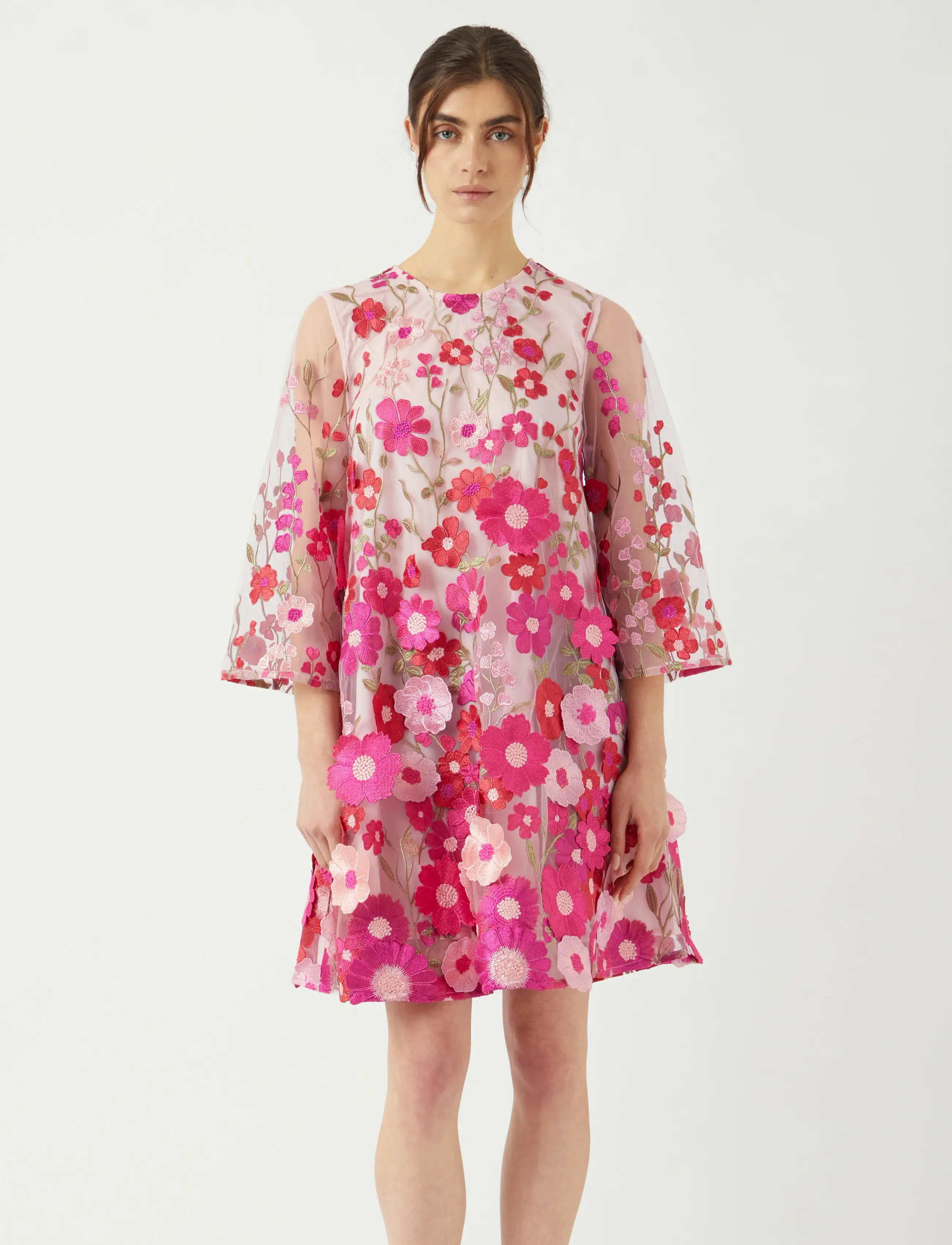 YAS YASFLOWERING 3/4 DRESS - D2D - YAS - FUCHSIA PURPLE / multi