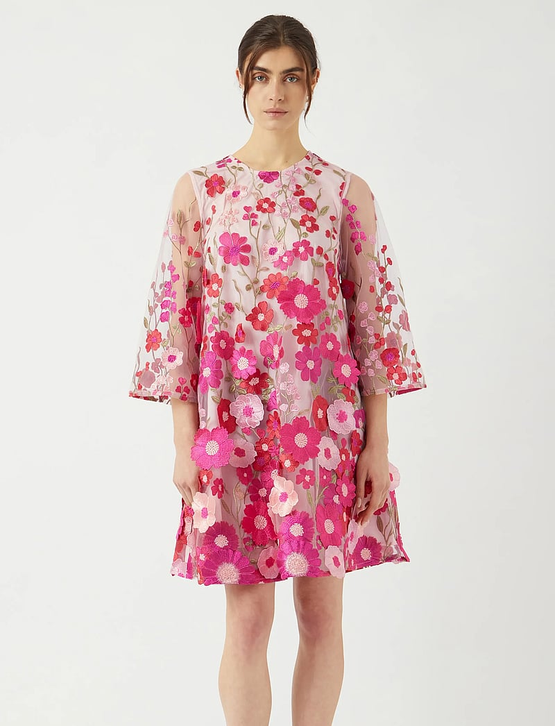 YAS - YASFLOWERING 3/4 DRESS - D2D - short dresses - fuchsia purple - 0