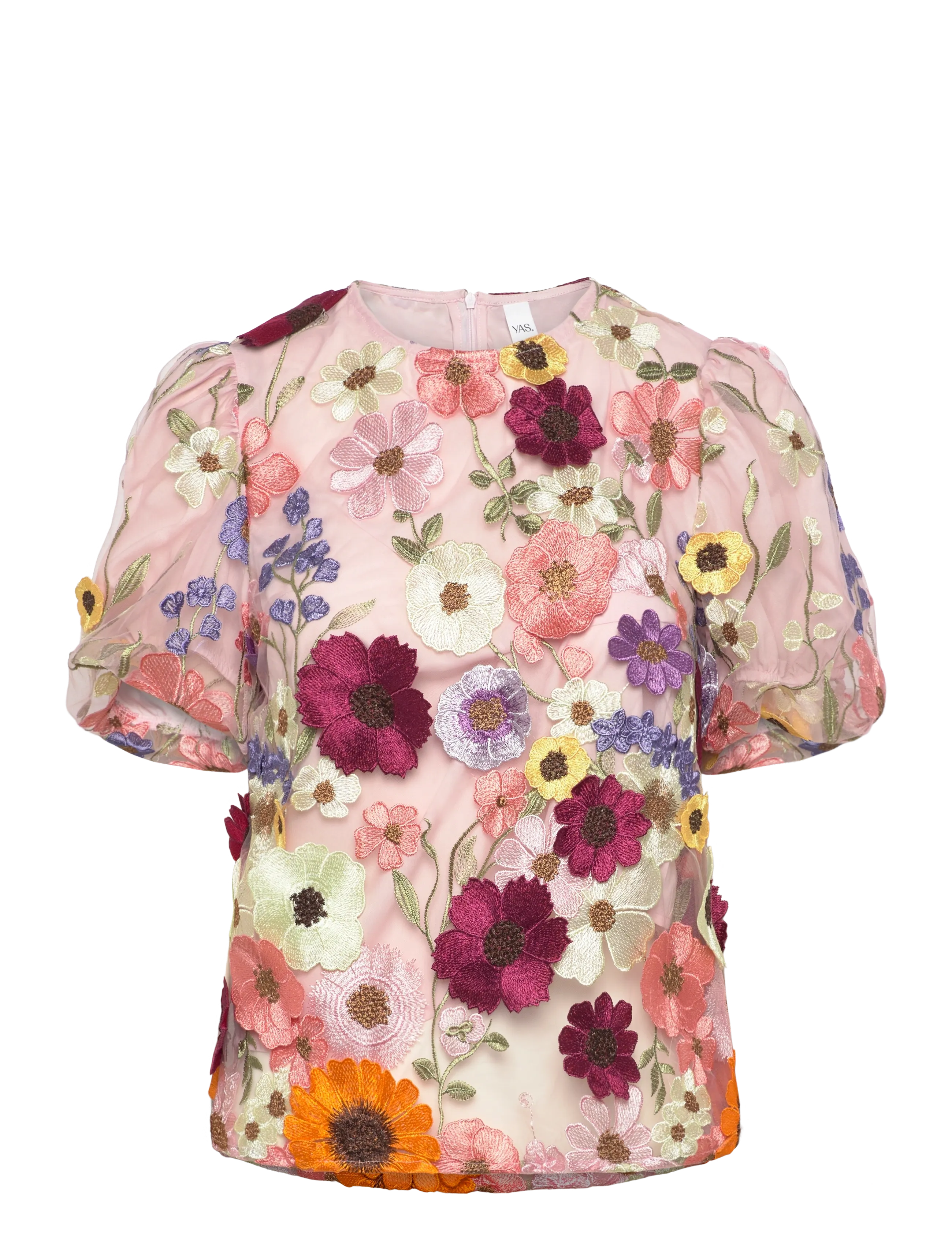 YAS flowering Ss Top D2D, 36, Blouses, Rosa - Short-sleeved, Frauen