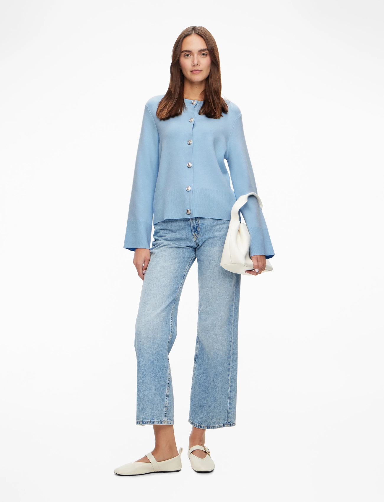 YAS - YASPIMI LS KNIT CARDIGAN S. - D2D - koftor - clear sky - 2