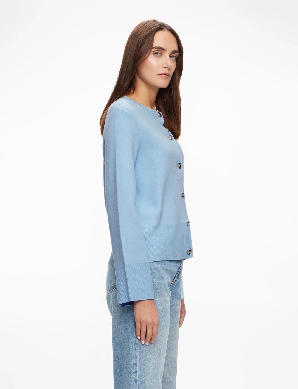 YAS - YASPIMI LS KNIT CARDIGAN S. - D2D - koftor - clear sky - 3