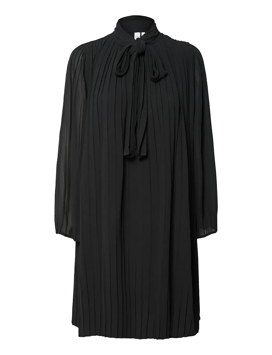 YAS - YASRAMA 7/8 TIE NECK DRESS S. - cocktailklänningar - black - 0