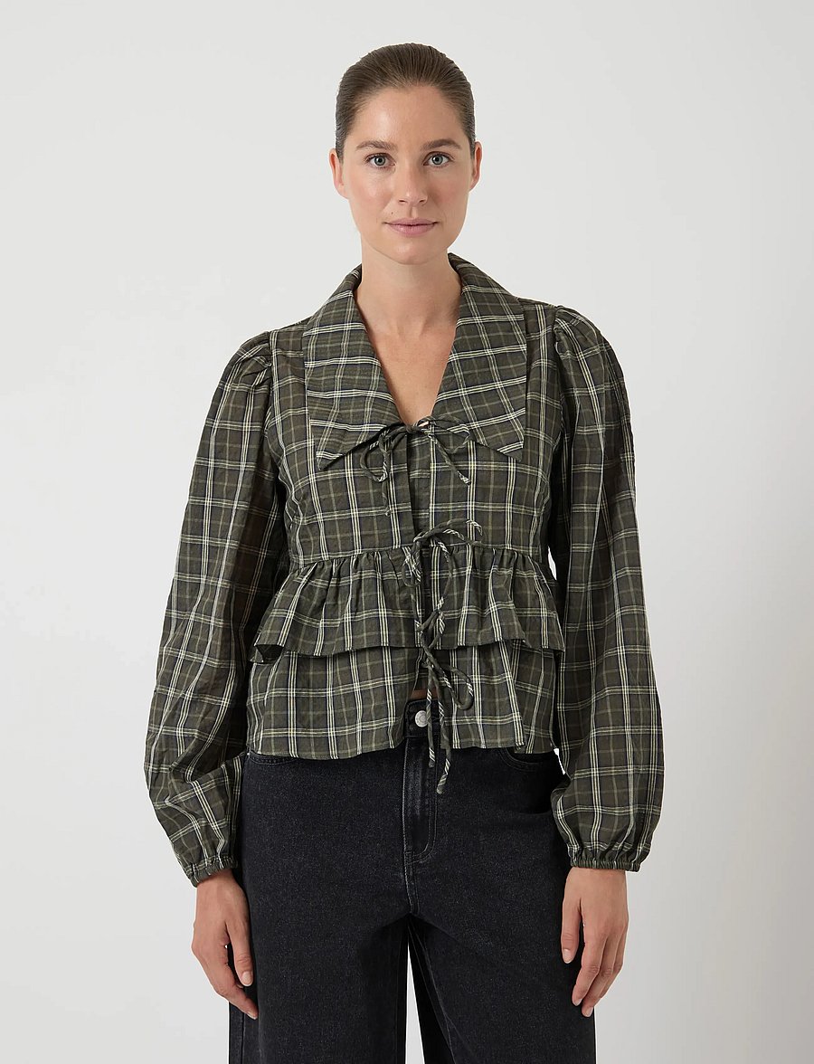 YAS - YASCINNA LS TIE TOP - EX - langärmelige blusen - forest night - 0