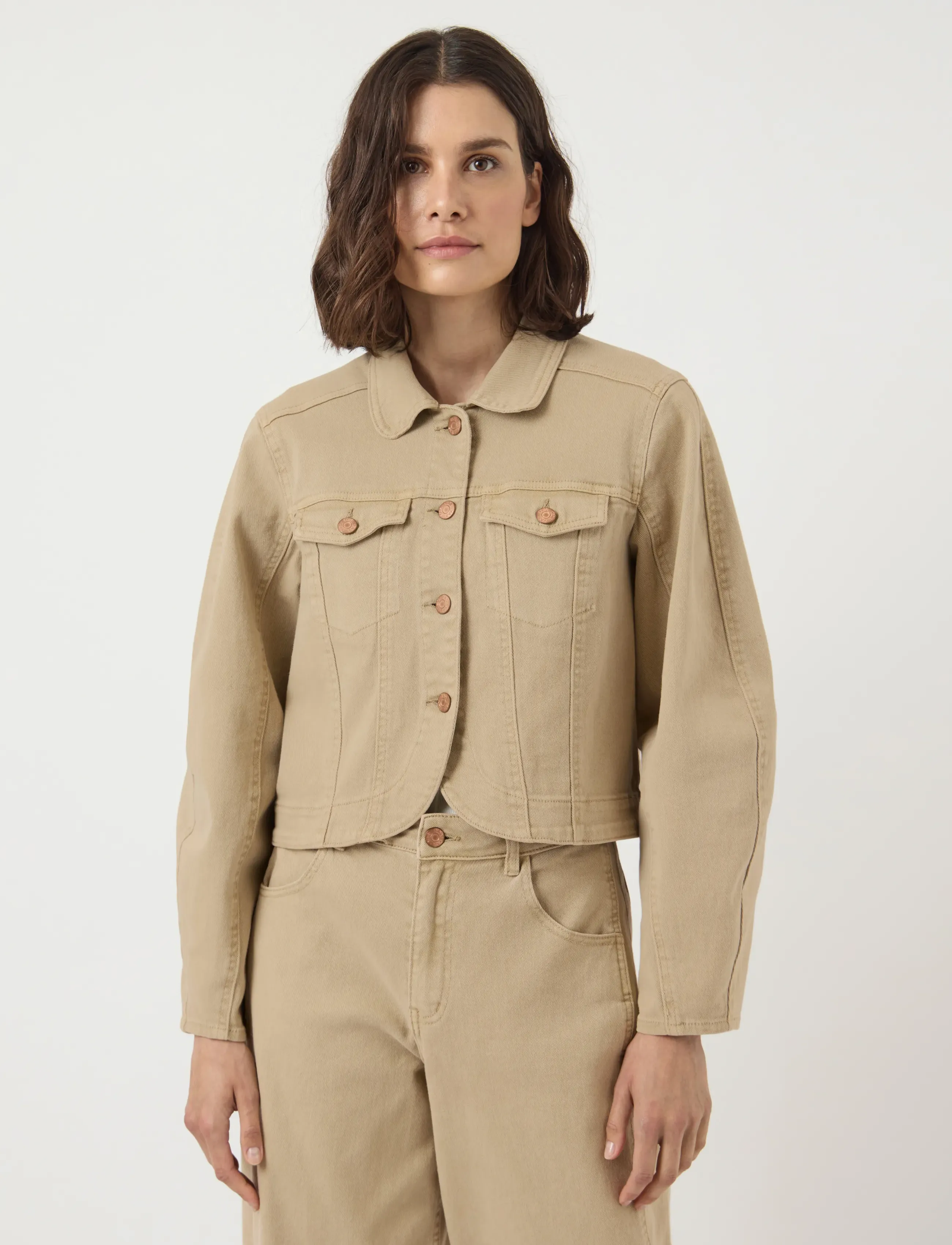 YAS lua Ls Denim Jacket Ex, Kvinder, Kort Denimjakke, Beige, Str: 38