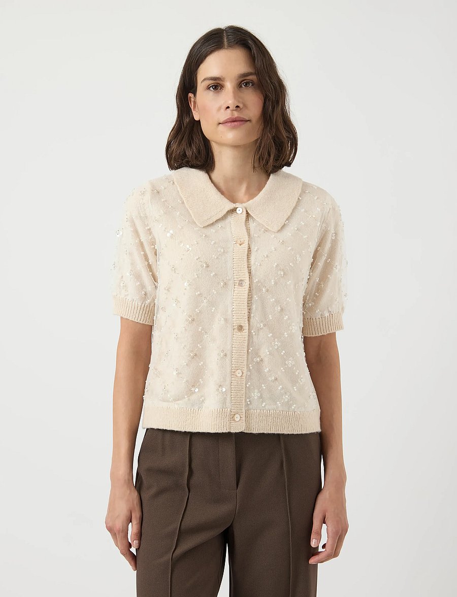 YAS - YASMERILLA SS KNIT CARDIGAN - EX - birch - 0
