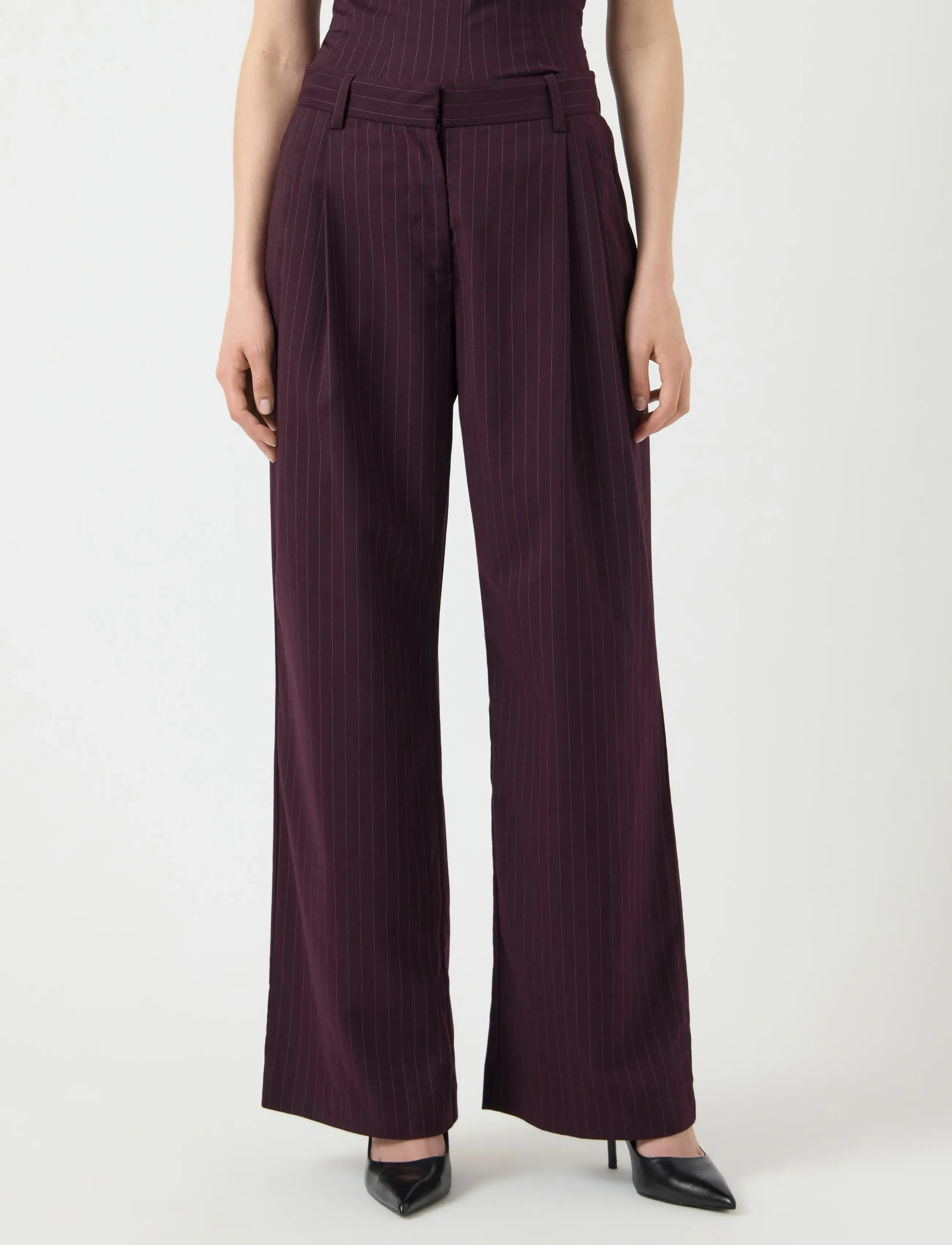 YAS YASBURLA HMW PANT - EX - Püksid - PORT ROYALE / burgundy