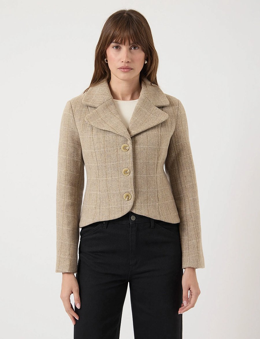 YAS - YASTHELA LS WOOL BLEND SHORT JACKET - EX - taupe gray - 0