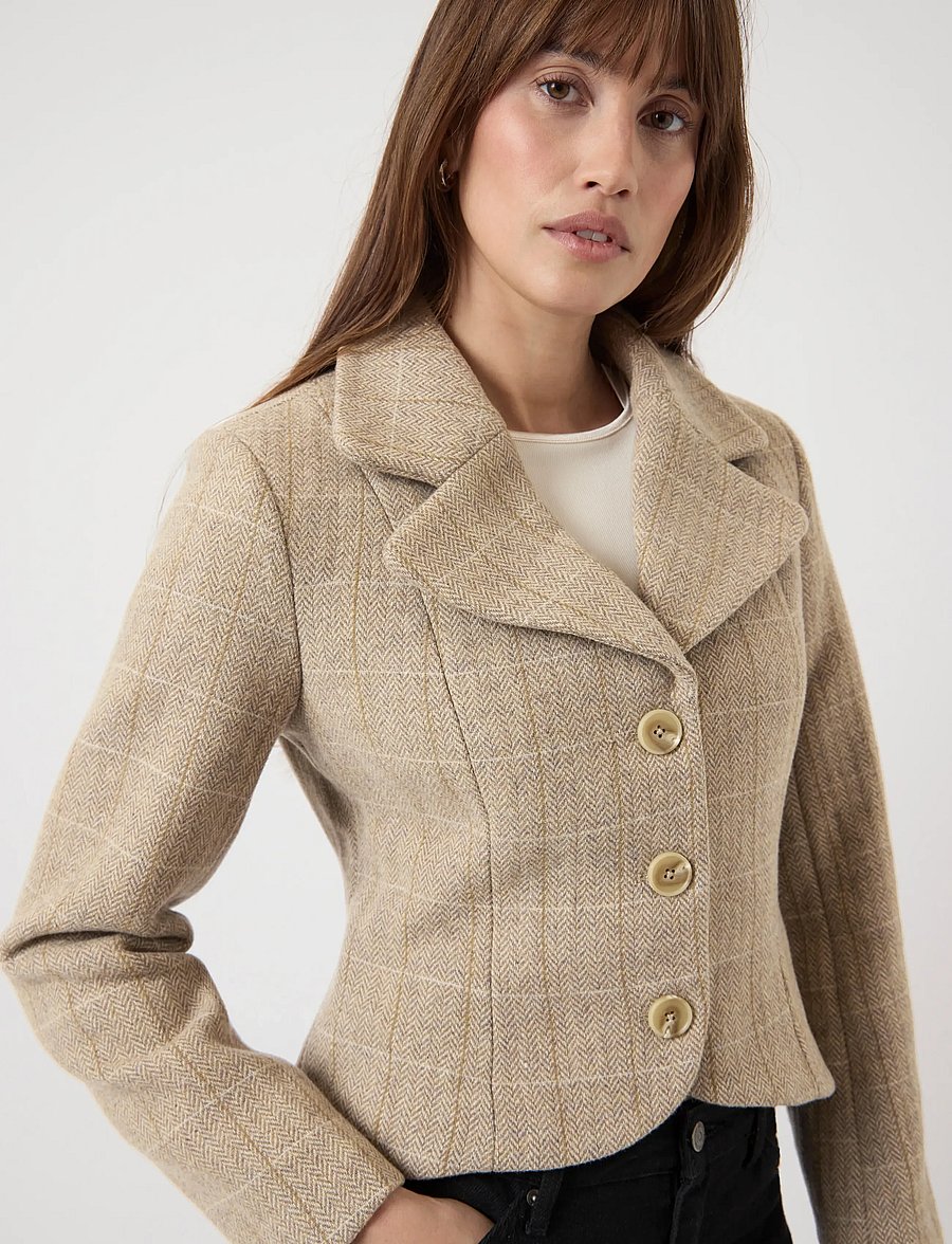 YAS - YASTHELA LS WOOL BLEND SHORT JACKET - EX - enkeltradede blazere - taupe gray - 5
