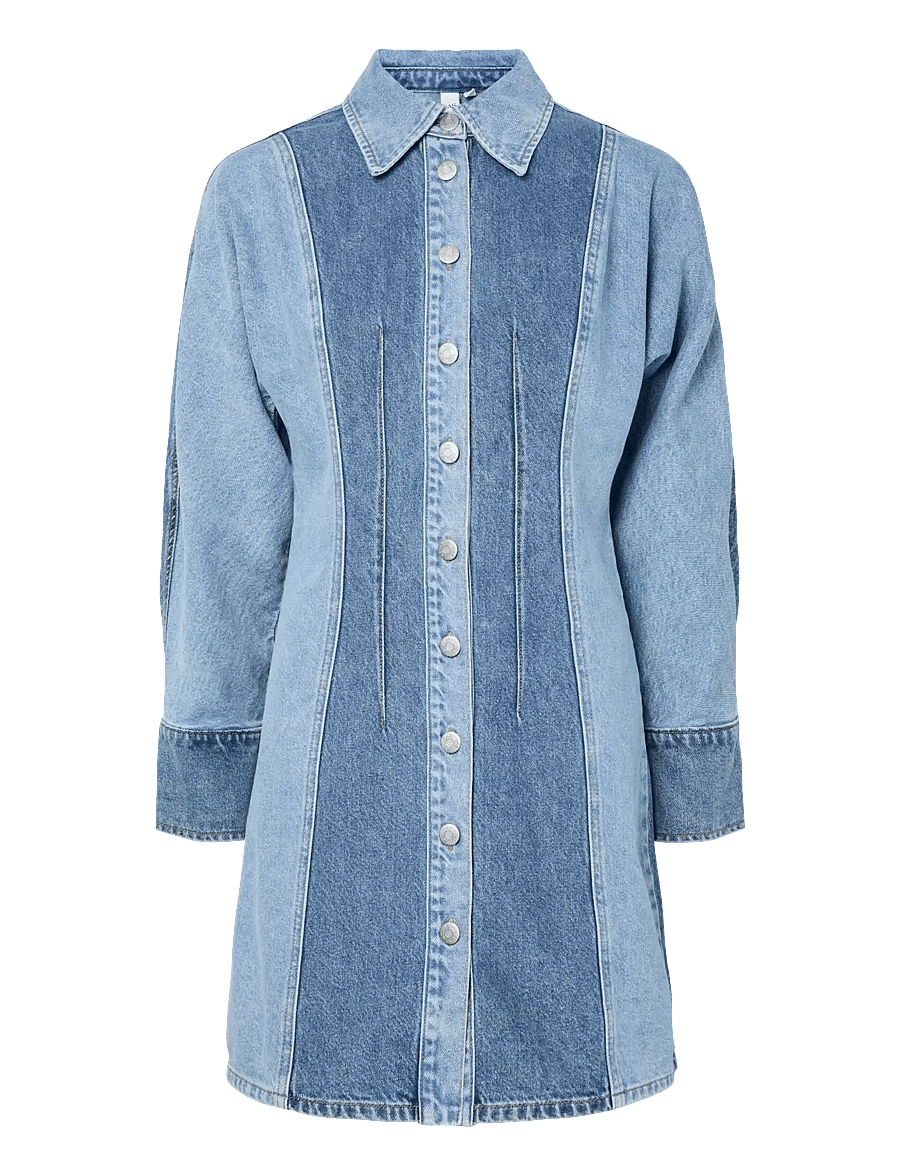 YAS - YASFARO LS DENIM DRESS - särkkleidid - light blue denim - 1