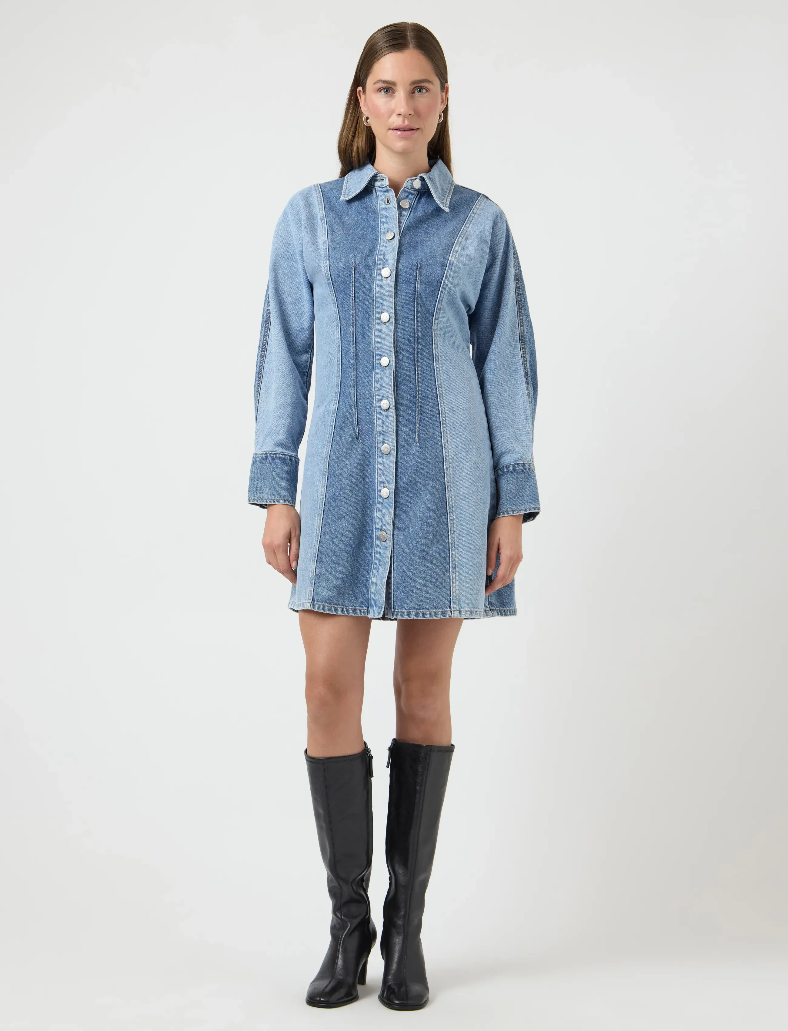 YAS faro Ls Denim Dress, 36, Dresses, Blau - Shirt Frauen