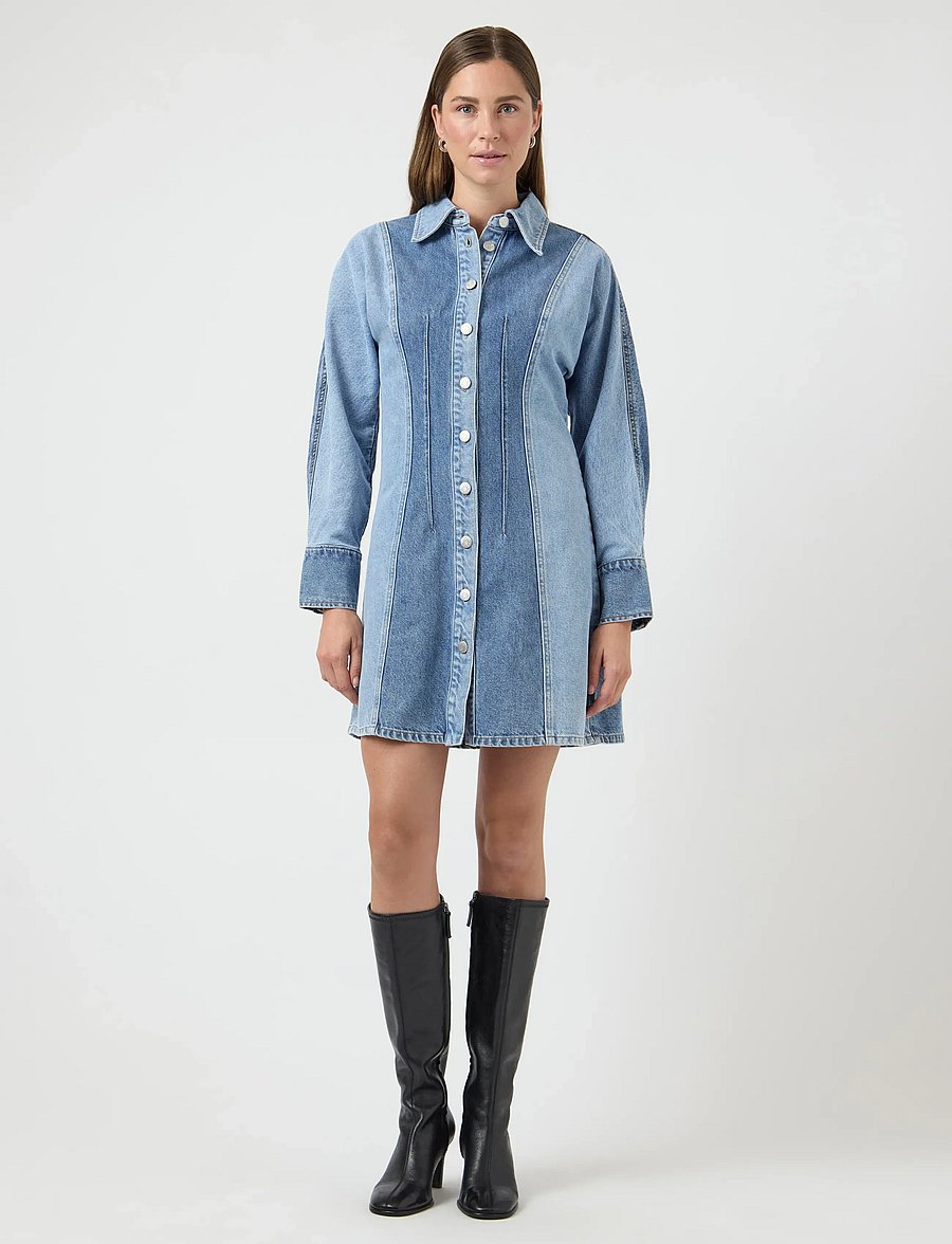 YAS - YASFARO LS DENIM DRESS - särkkleidid - light blue denim - 0